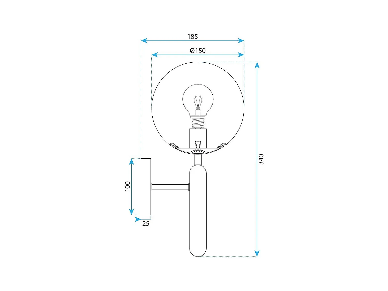 Applique Murale Toolight G097-1W Black White