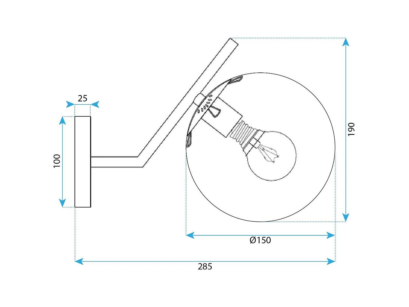 Applique Murale Toolight G099-1W Black White