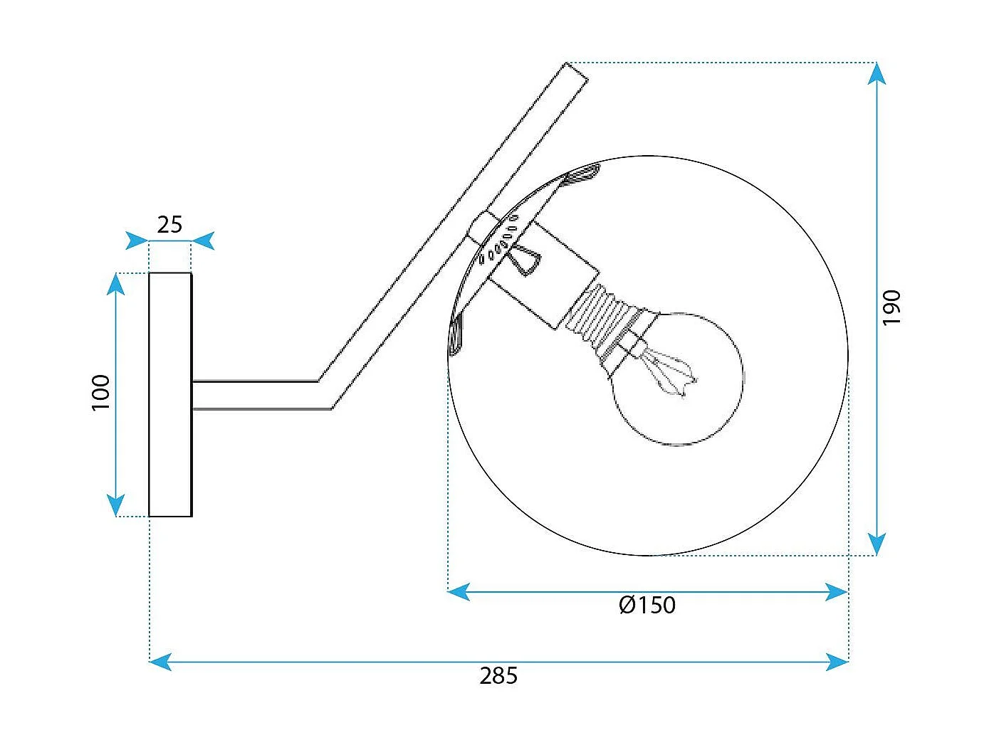 Applique Murale Toolight G099-1W Black White