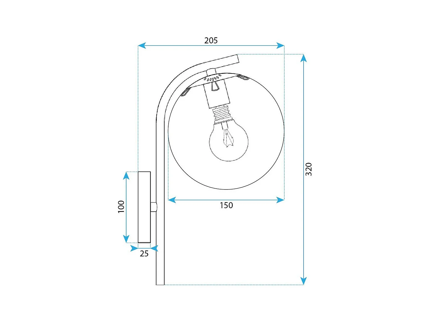 Applique Murale Toolight G103-1W Black White