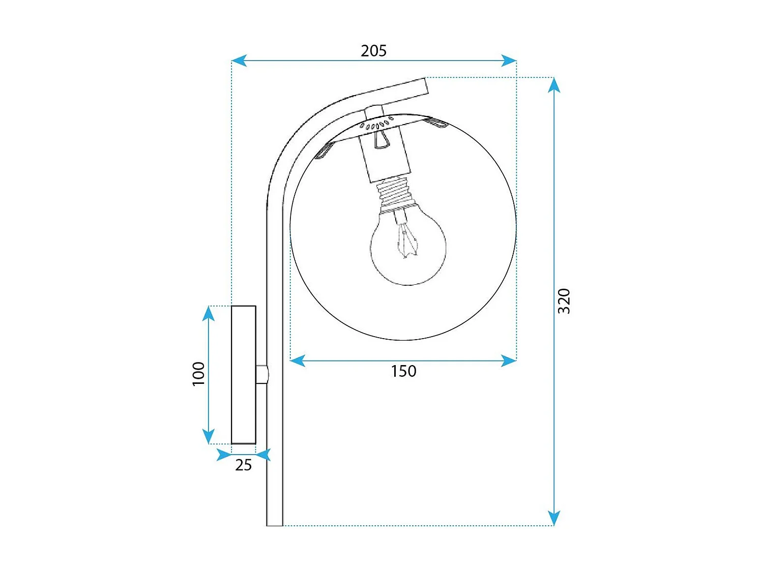 Applique Murale Toolight G103-1W Black White