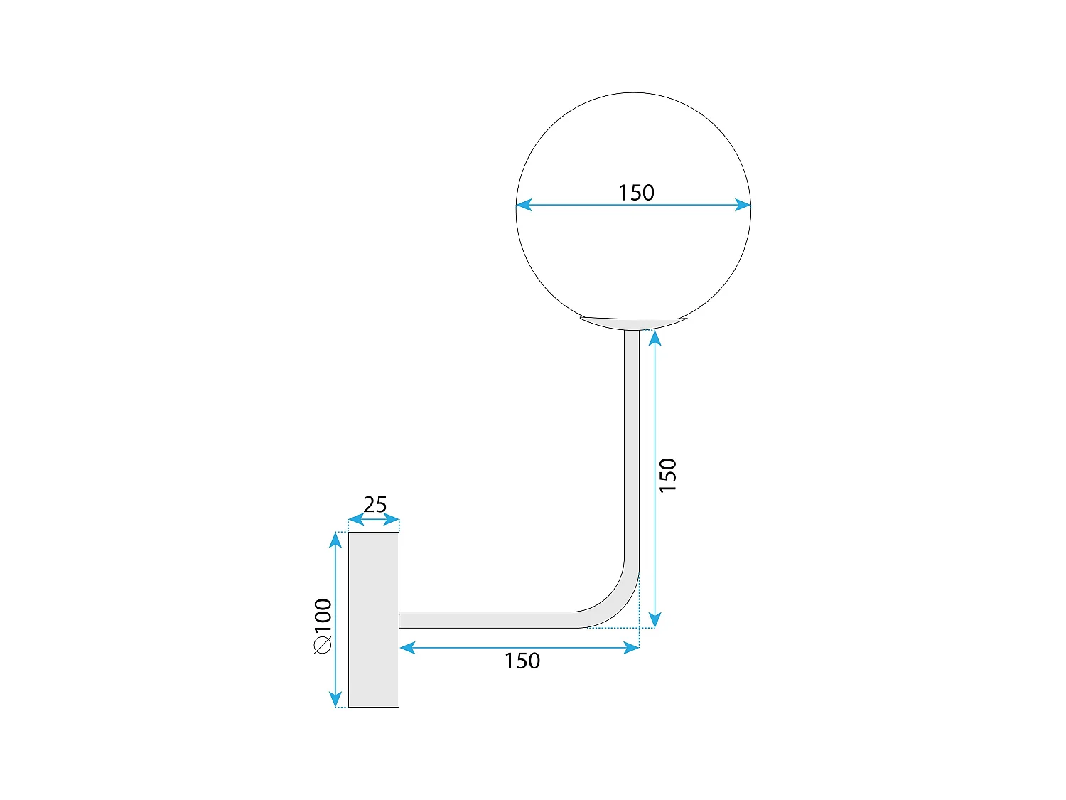Applique Murale Toolight G095-1W Black White