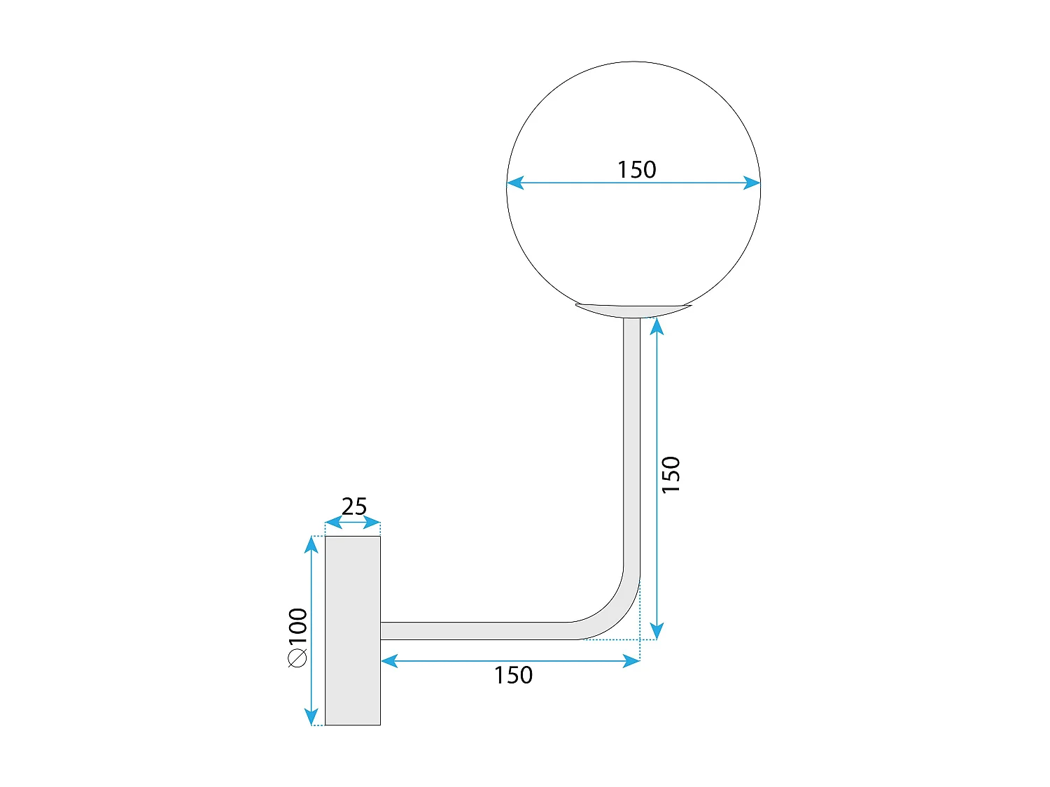 Applique Murale Toolight G095-1W Black White