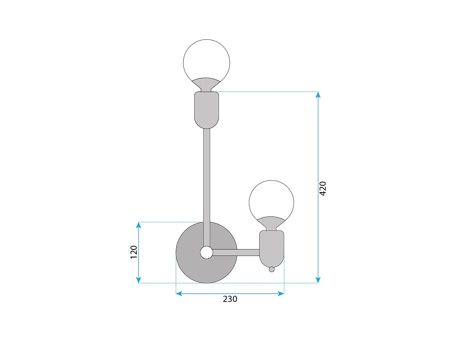 Applique Murale Toolight App1707-2W Black