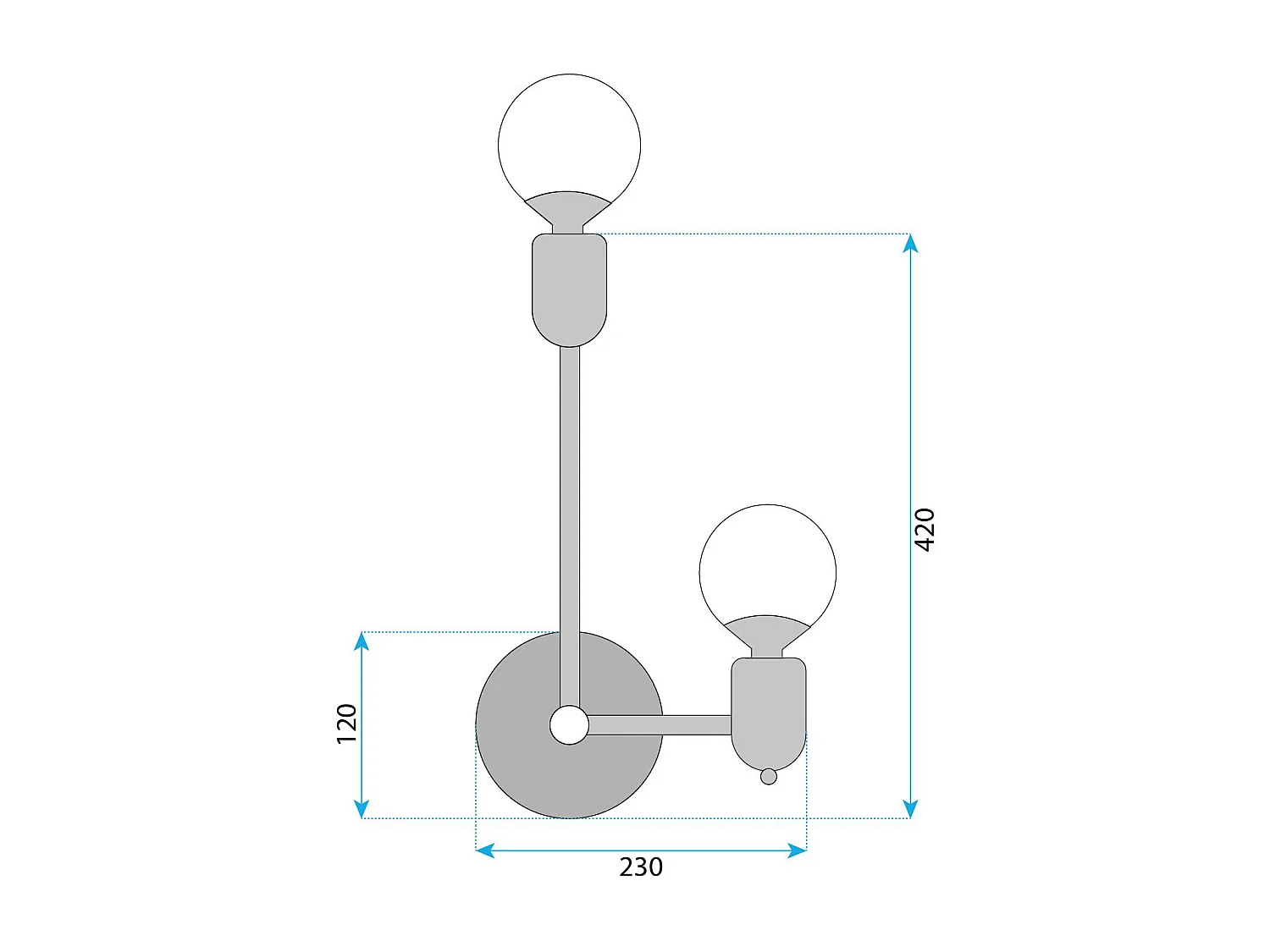 Applique Murale Toolight App1707-2W Black