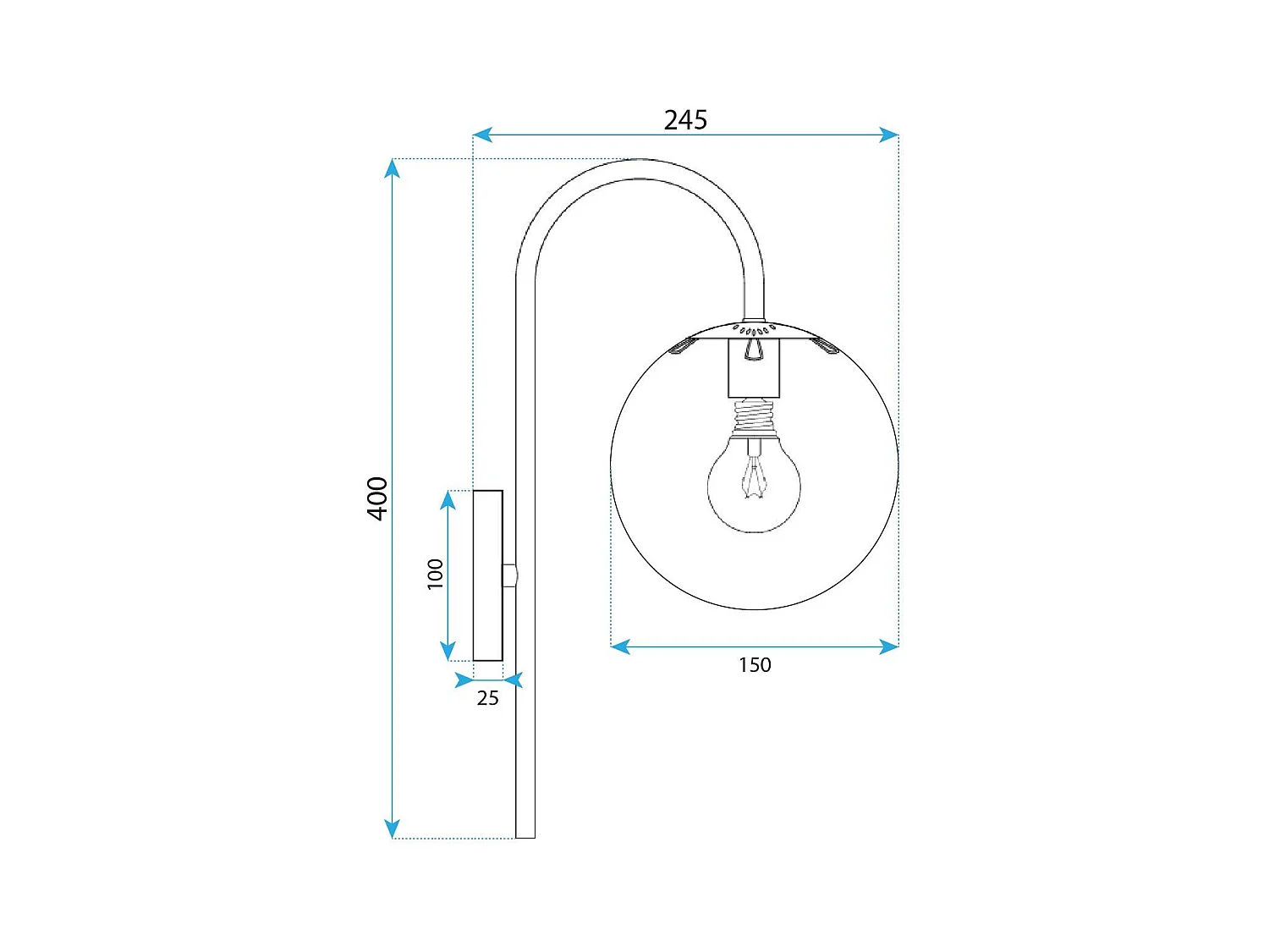 Applique Murale Toolight G090-1W Black White