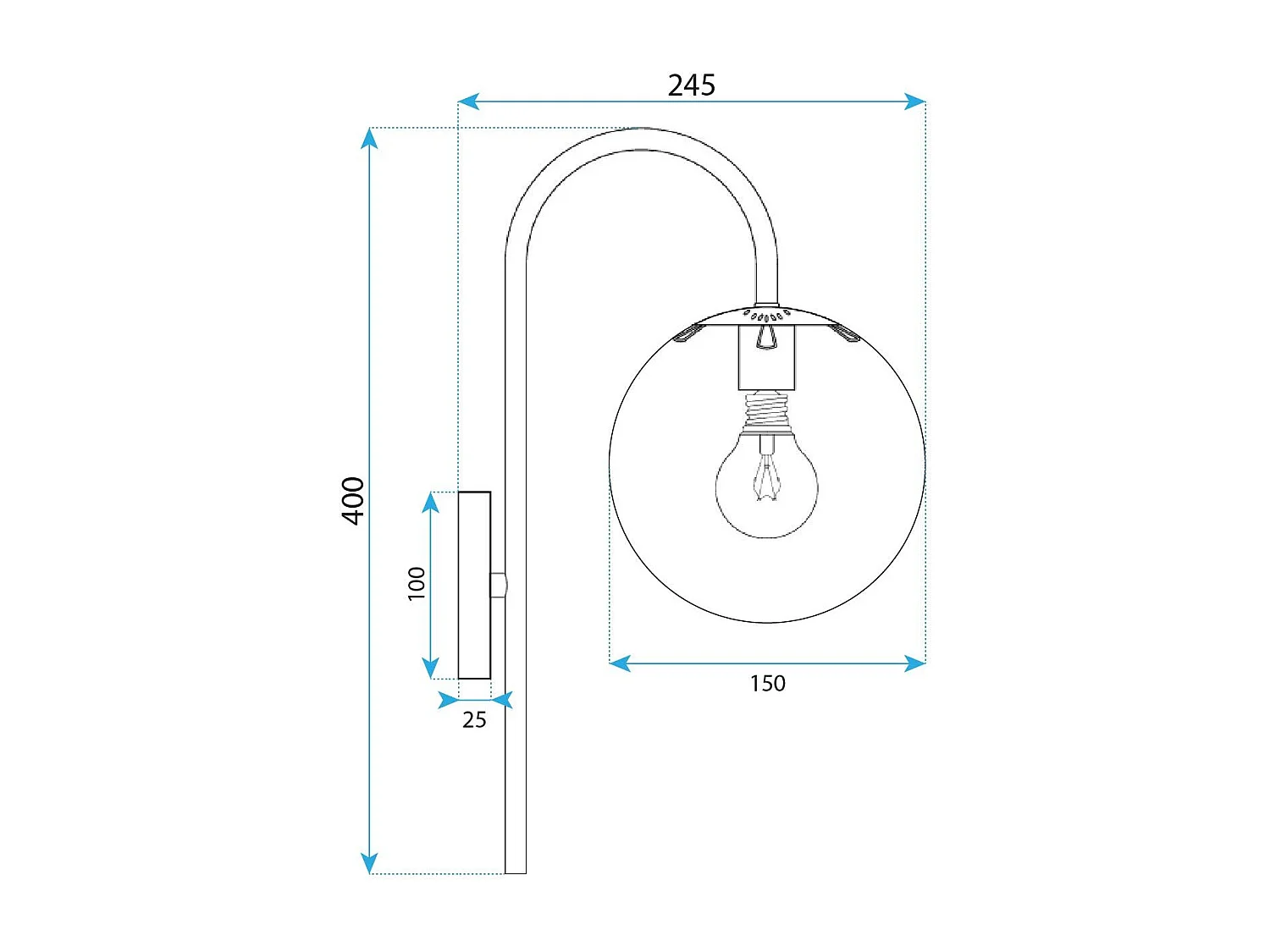Applique Murale Toolight G090-1W Black White