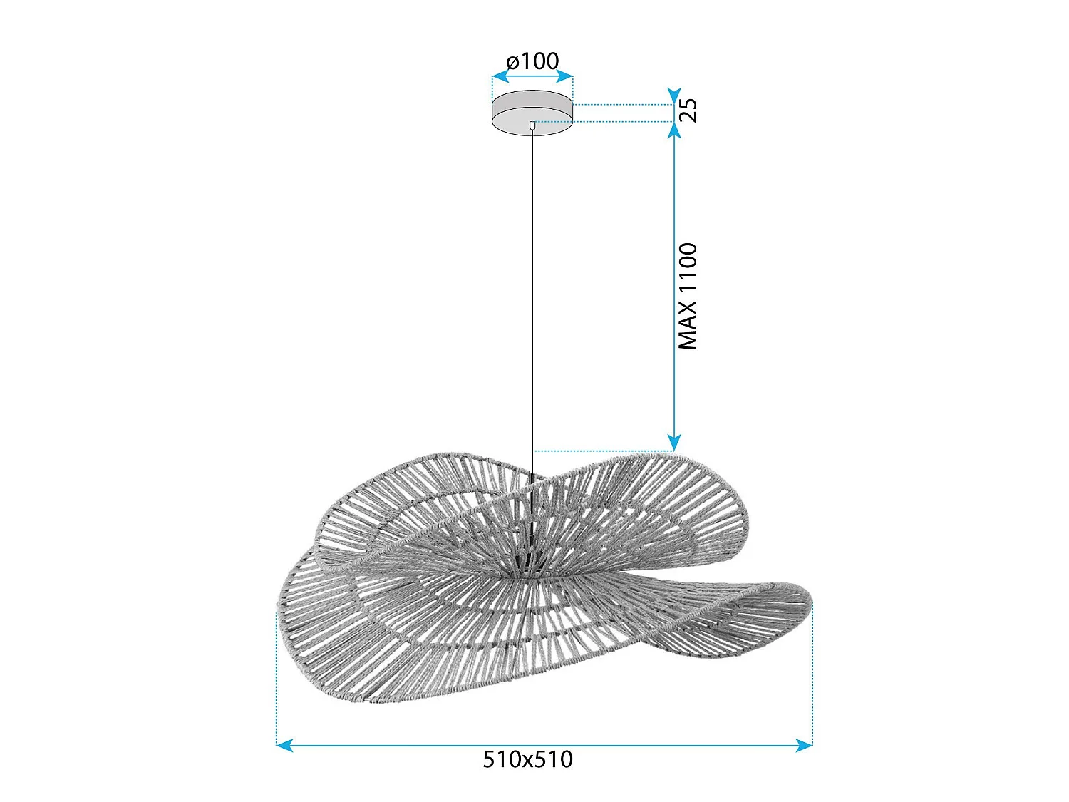 Lampe Suspendue Toolight App1737-1Cp Beige 50Cm