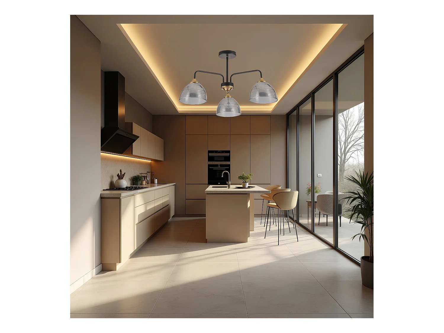 Lampe Suspendue Toolight G084-3C Black Grey