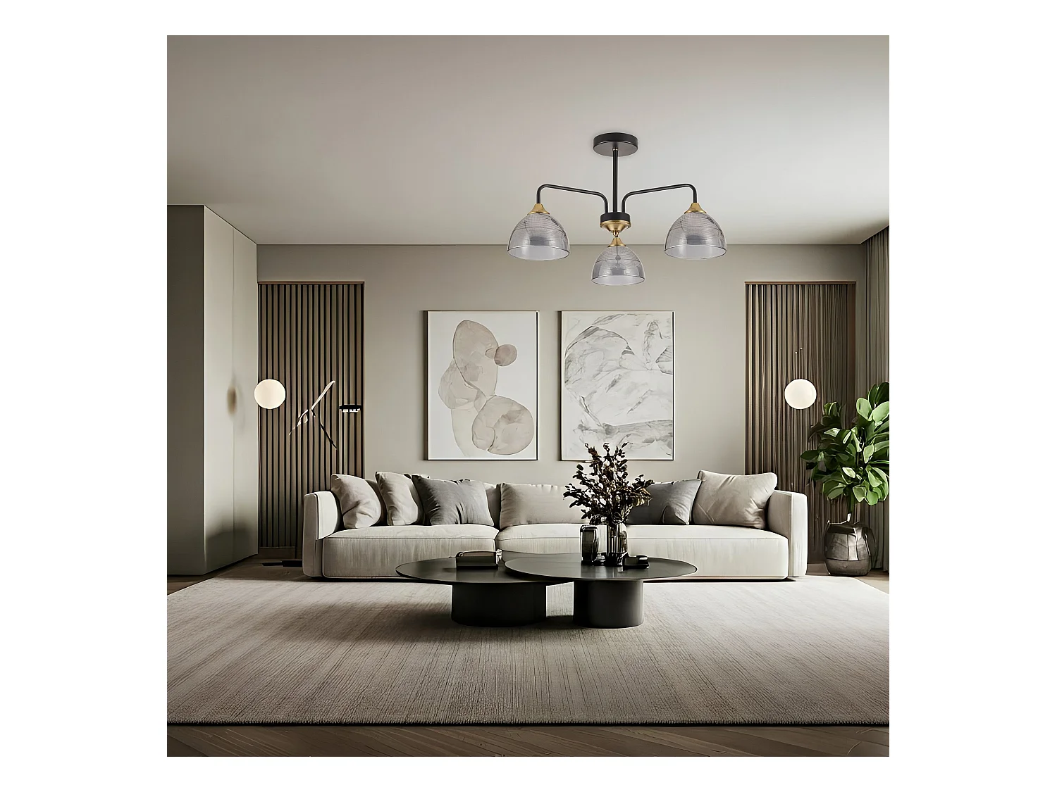 Lampe Suspendue Toolight G084-3C Black Grey