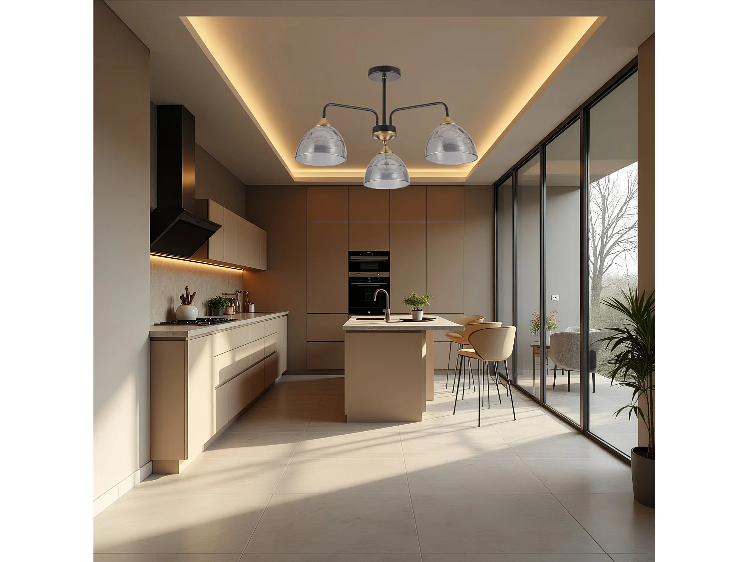 Lampe Suspendue Toolight G084-3C Black Grey