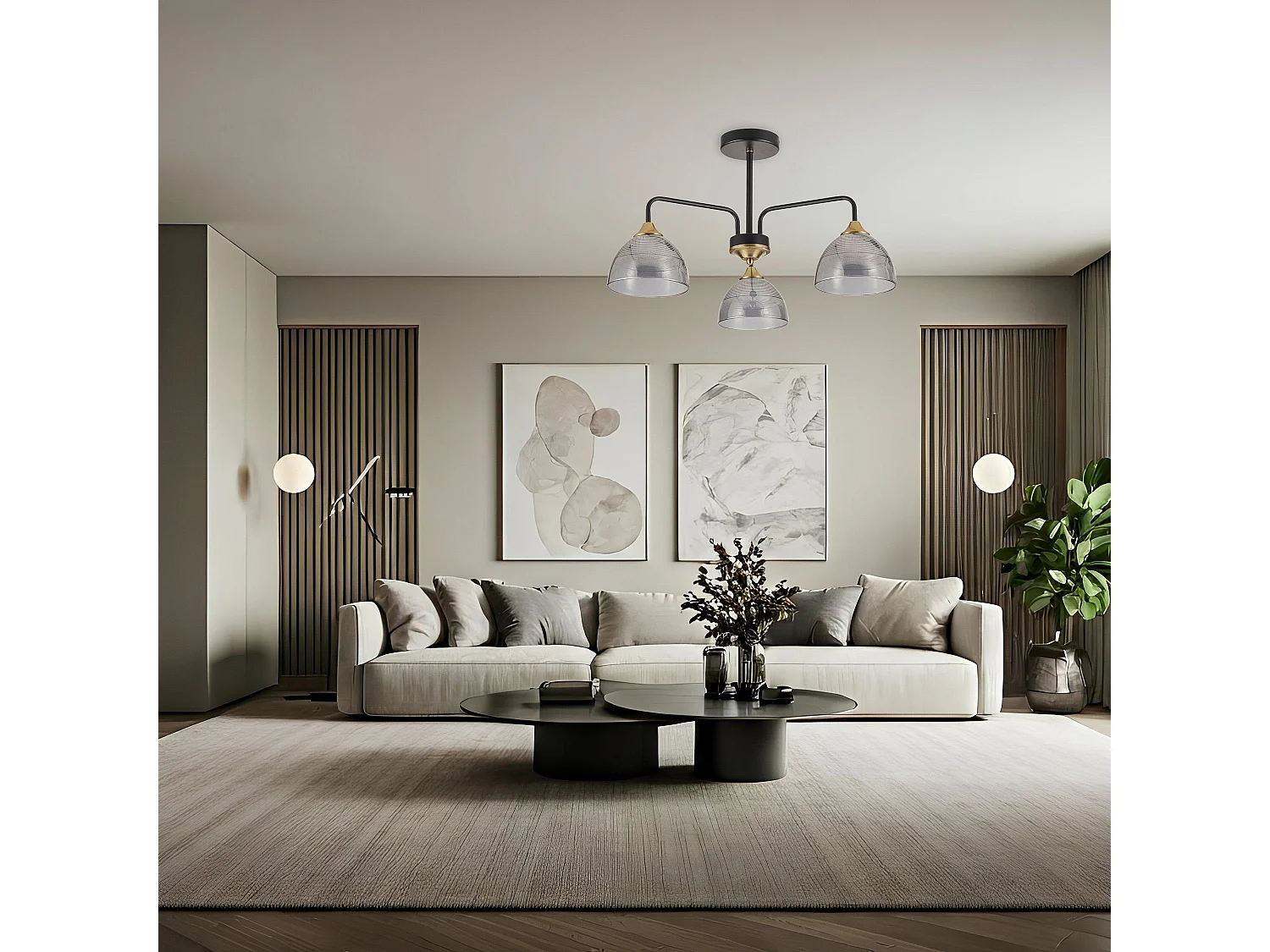 Lampe Suspendue Toolight G084-3C Black Grey