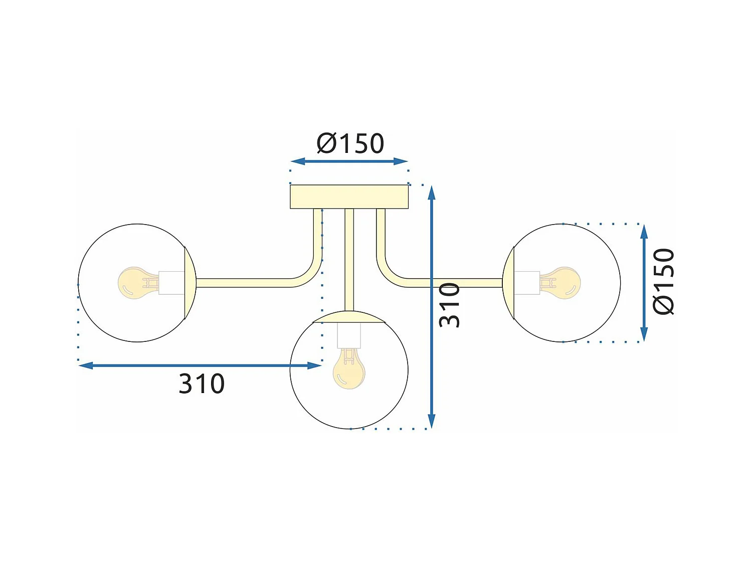 Lampe Toolight App1575-5C Gold