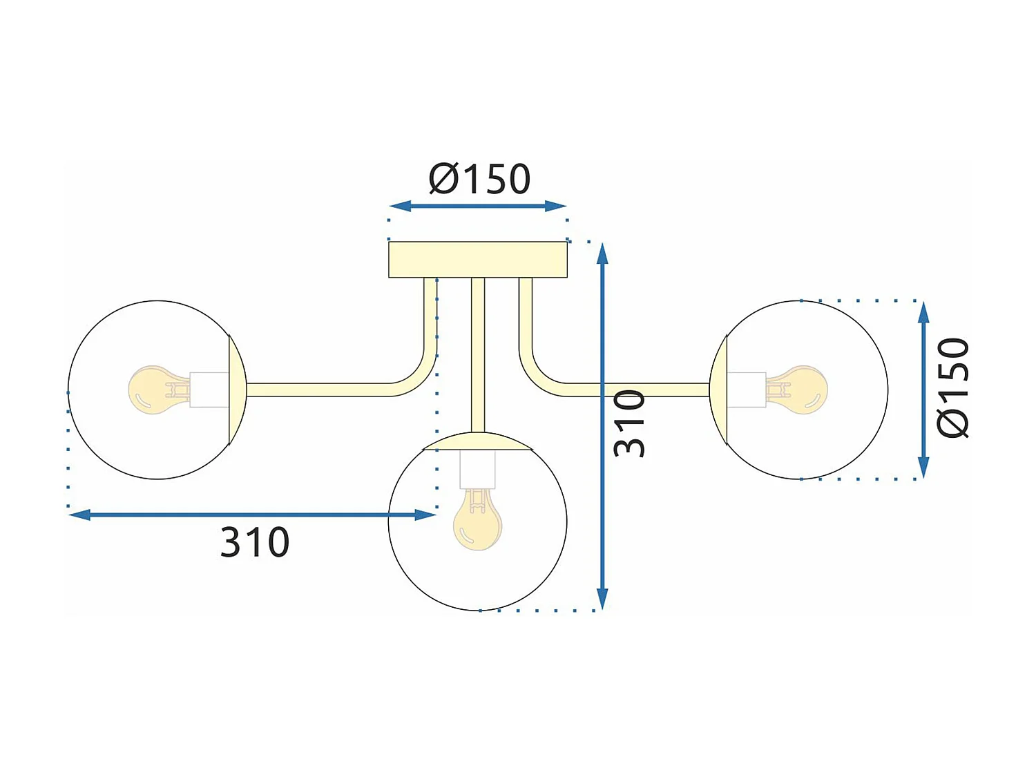 Lampe Toolight App1575-5C Gold