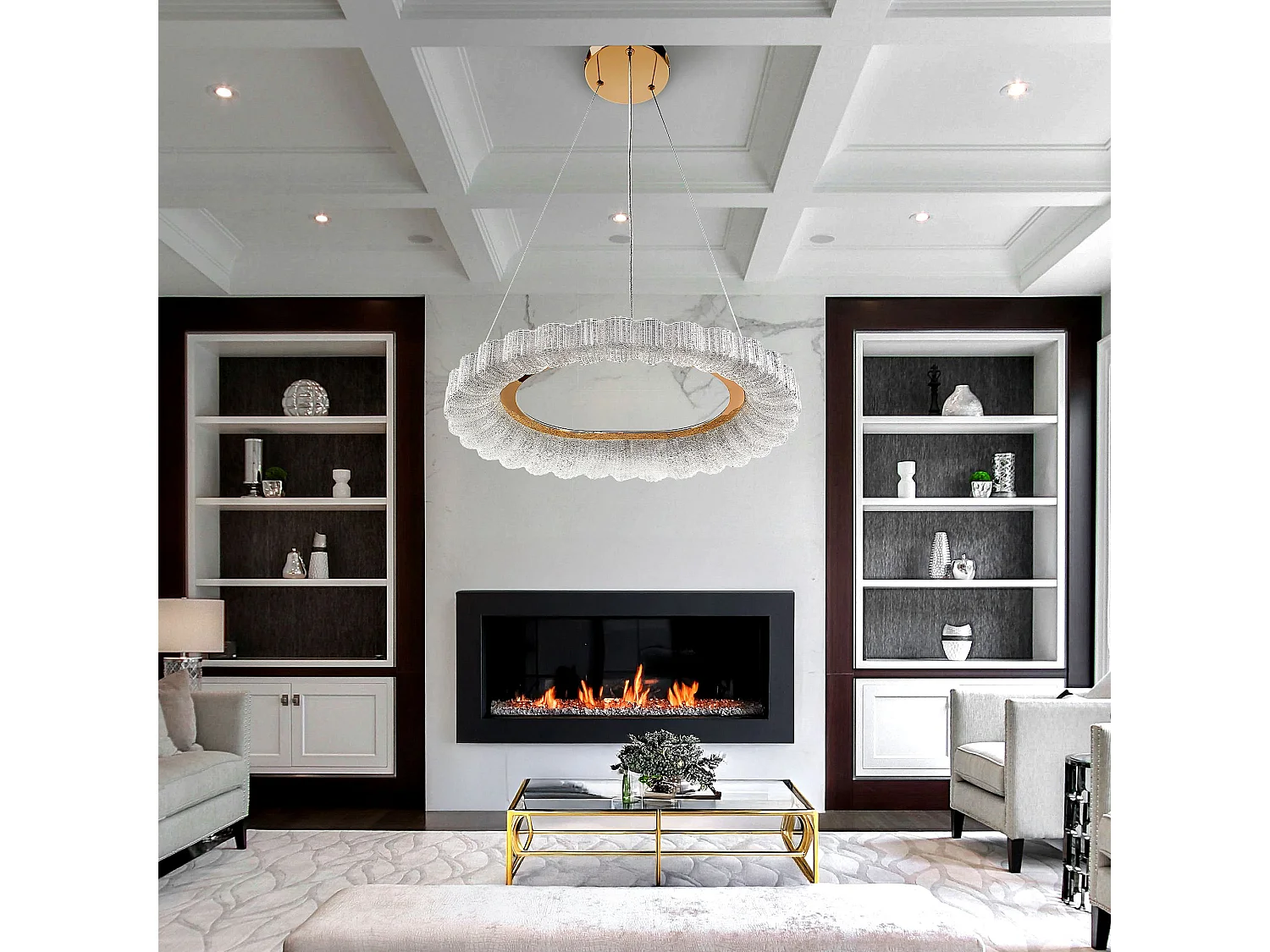 Lampe Suspendue Led Toolight Ms019-Cp Rose Gold 60Cm