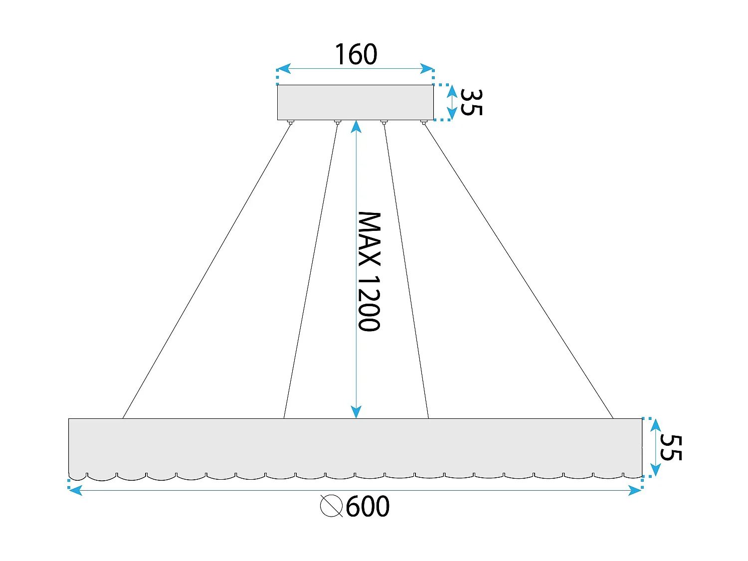 Lampe Suspendue Led Toolight Ms019-Cp Rose Gold 60Cm