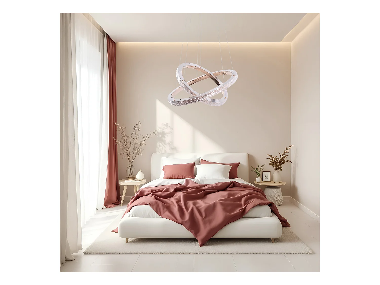 Candeeiro Suspenso Led Toolight Ms011-Cp Rose Gold 59Cm