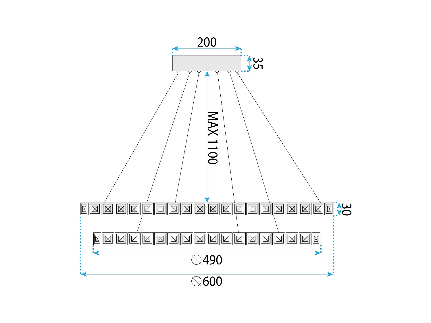 Candeeiro Suspenso Led Toolight Ms011-Cp Rose Gold 59Cm