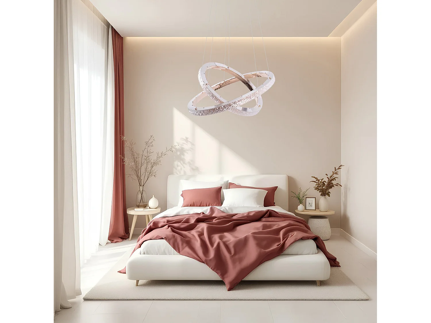 Lampe Suspendue Led Toolight Ms011-Cp Rose Gold 59Cm