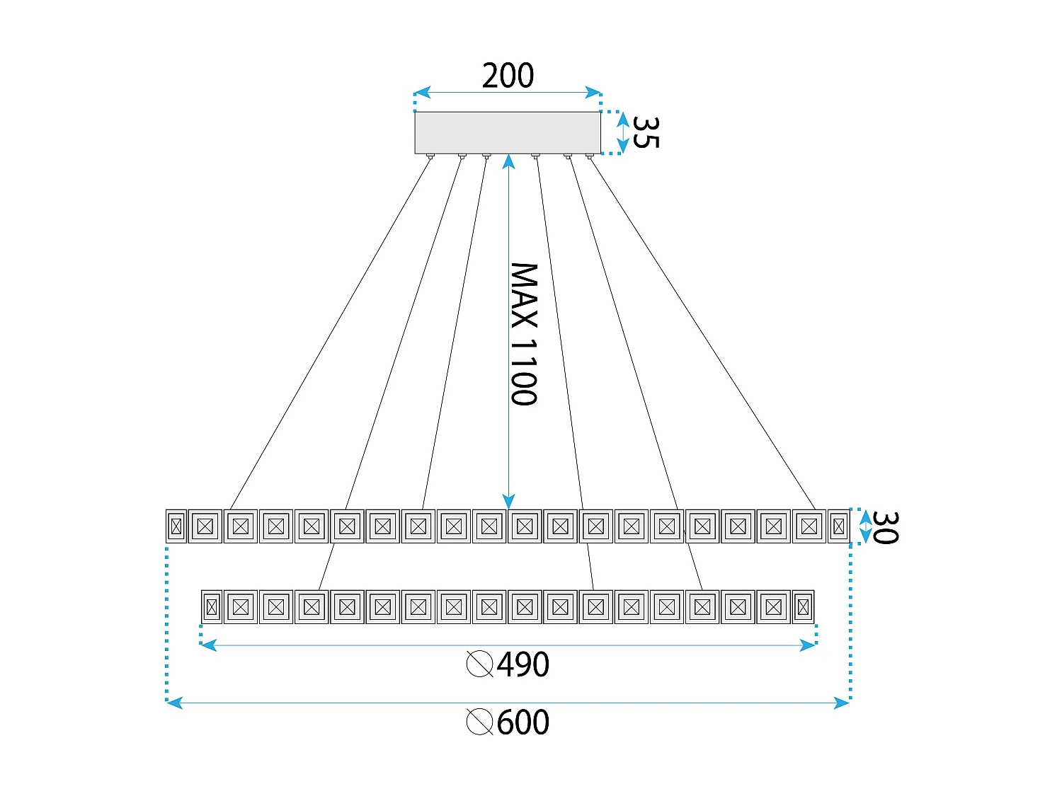 Lampe Suspendue Led Toolight Ms011-Cp Rose Gold 59Cm