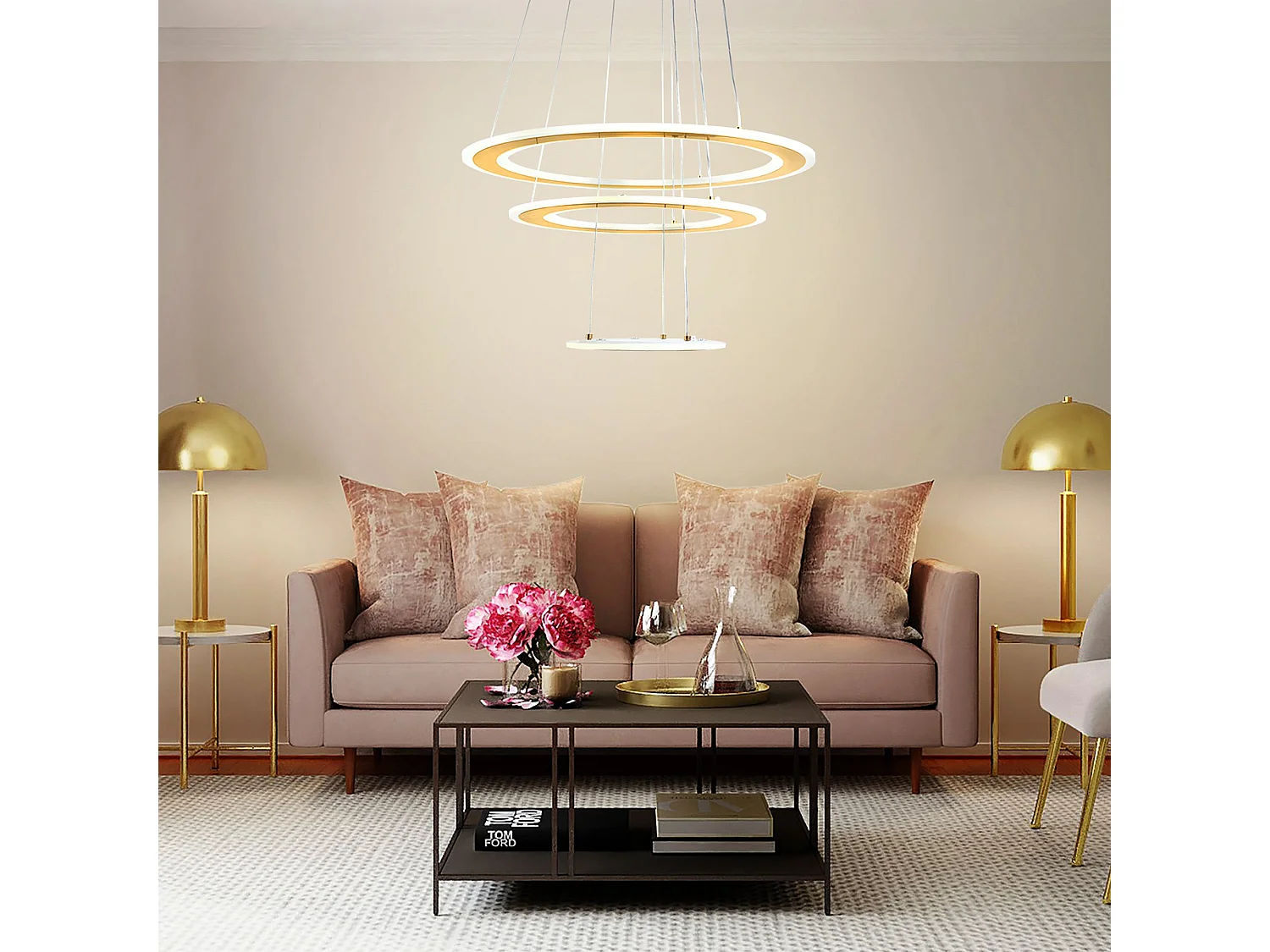 Lampe Suspendue Led Toolight G041-3Cp Brush Gold