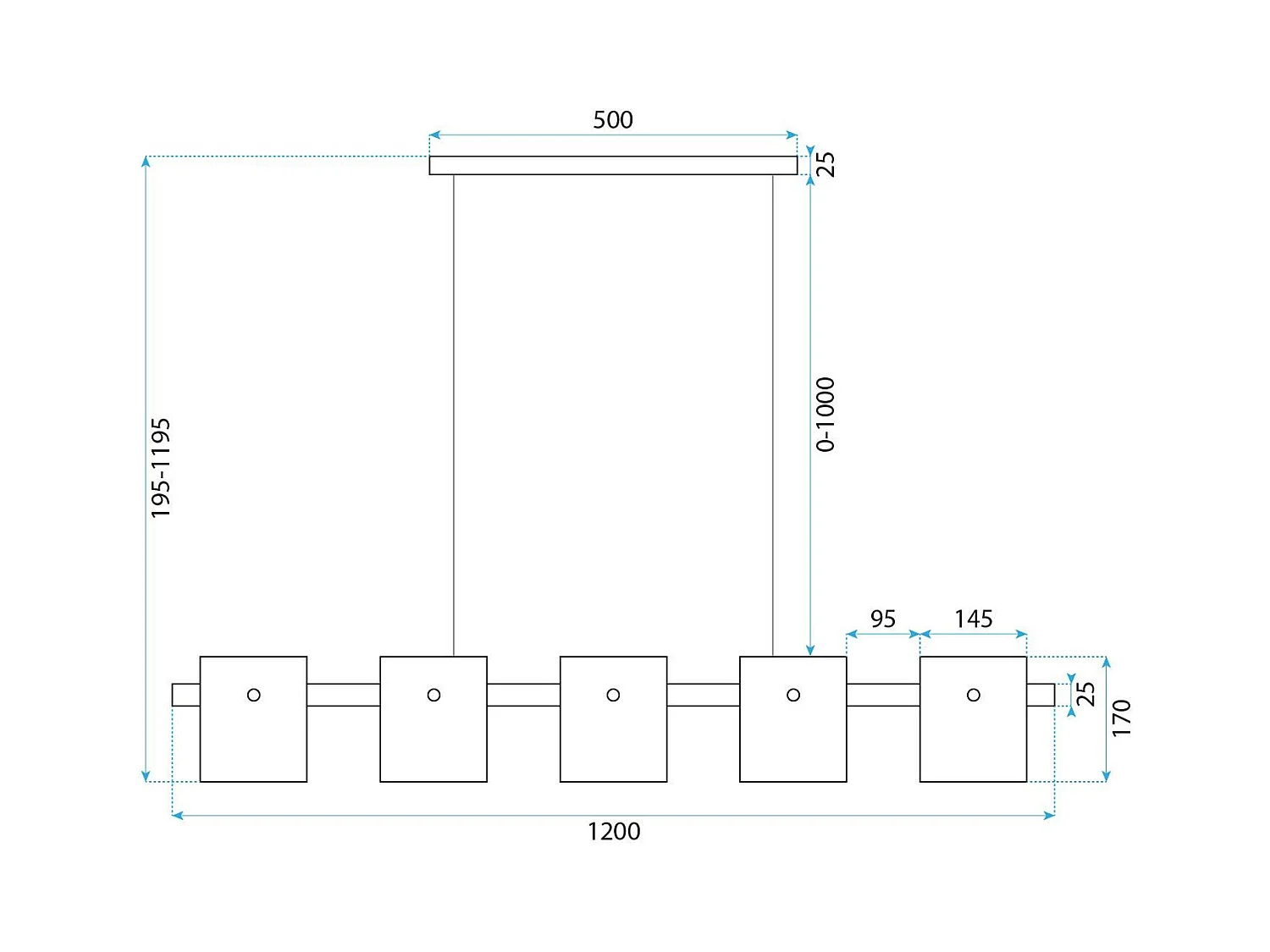 Lampe Suspendue Toolight App1706-5Cp Grey