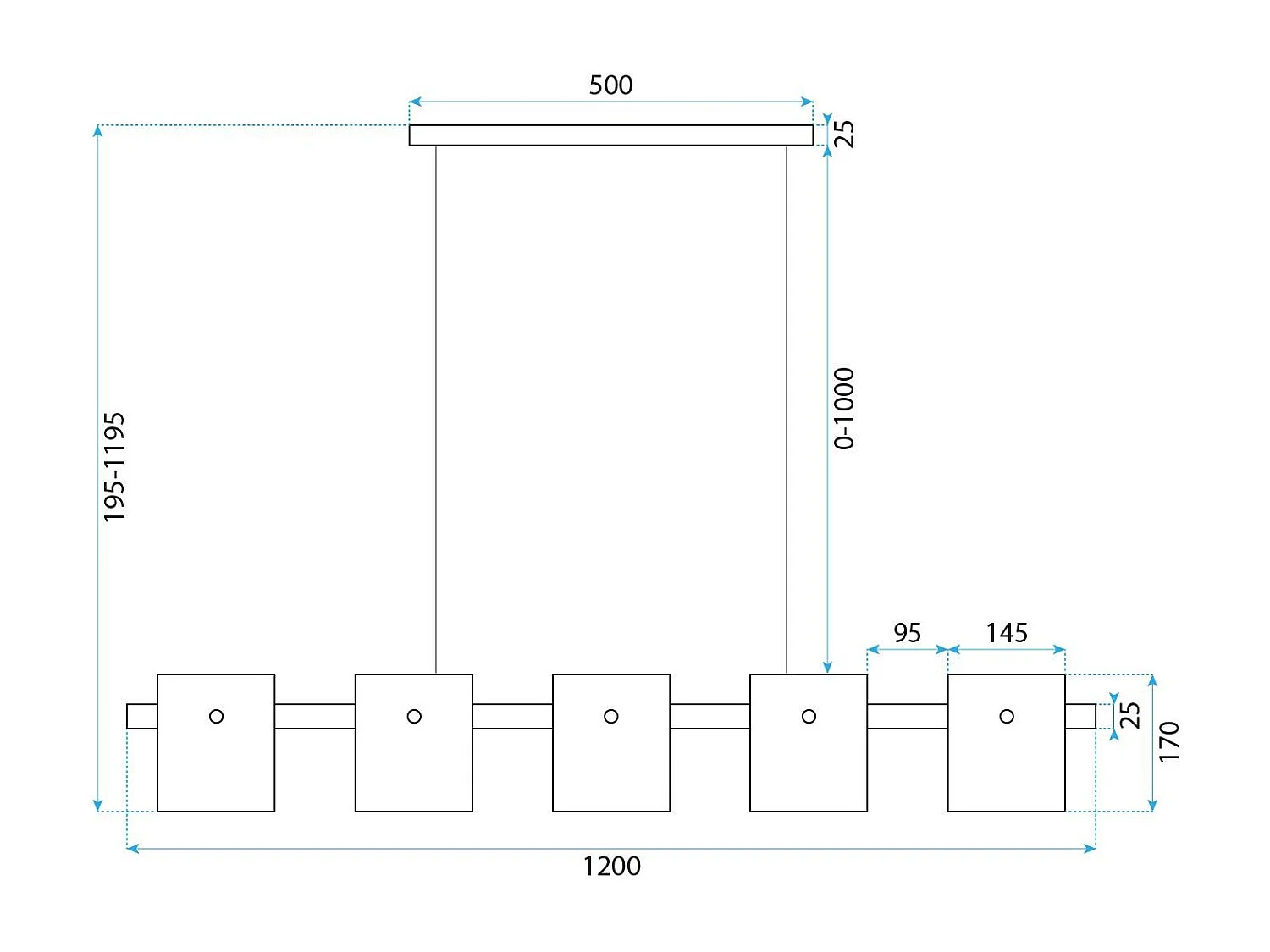 Lampe Suspendue Toolight App1706-5Cp Grey