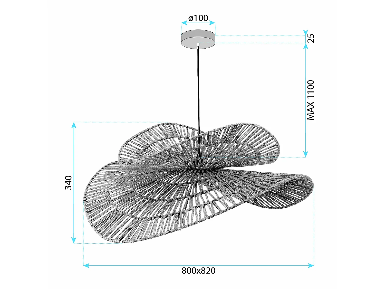Lampe Suspendue Toolight App1738-1Cp Beige 80Cm