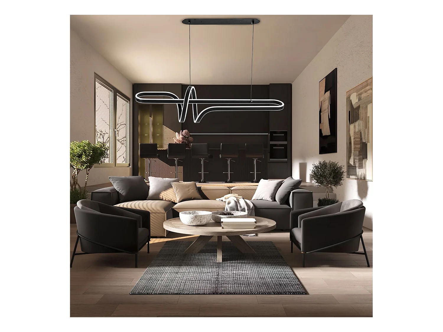 Lampe Suspendue Led Toolight G038-Cp Black