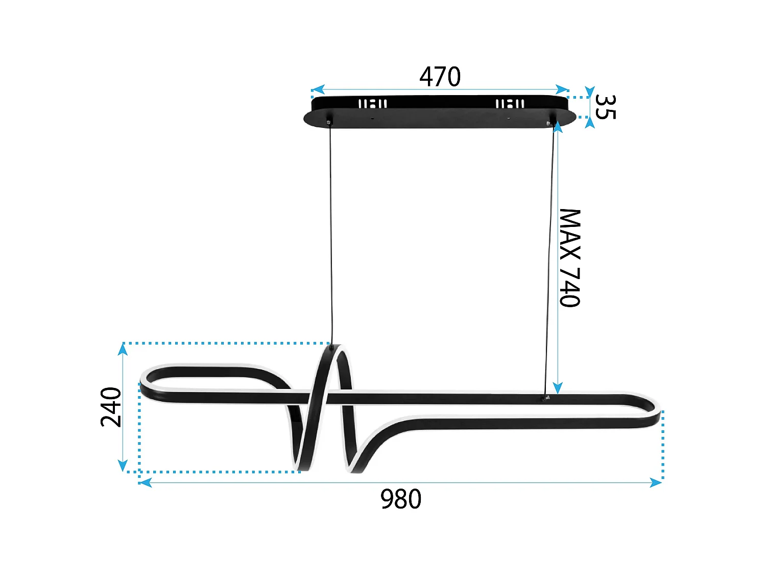 Lampe Suspendue Led Toolight G038-Cp Black