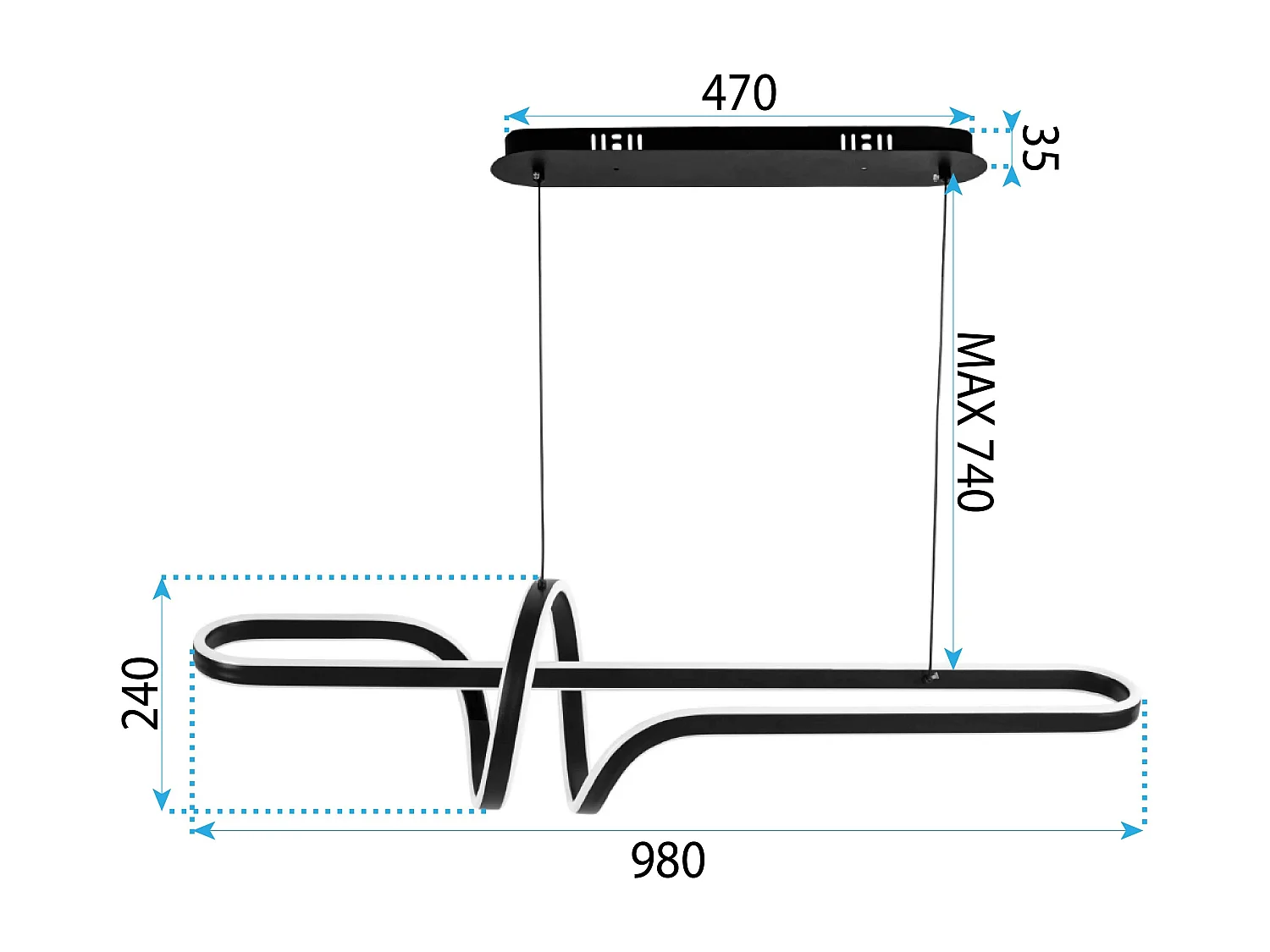 Hanglamp Led Toolight G038-Cp Black