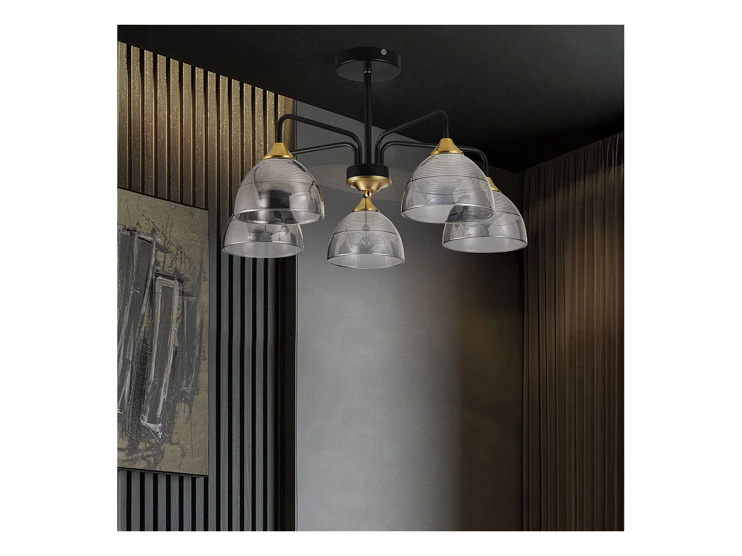 Lampe Suspendue Toolight G085-5C Black Grey