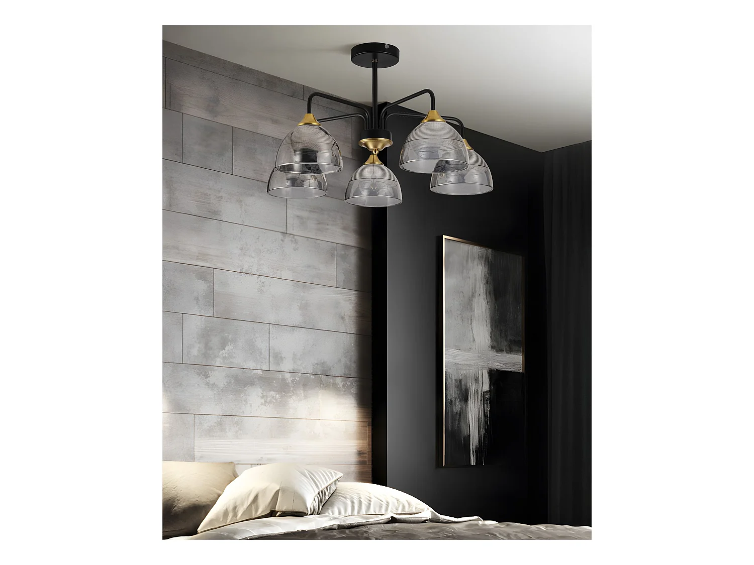 Lampe Suspendue Toolight G085-5C Black Grey