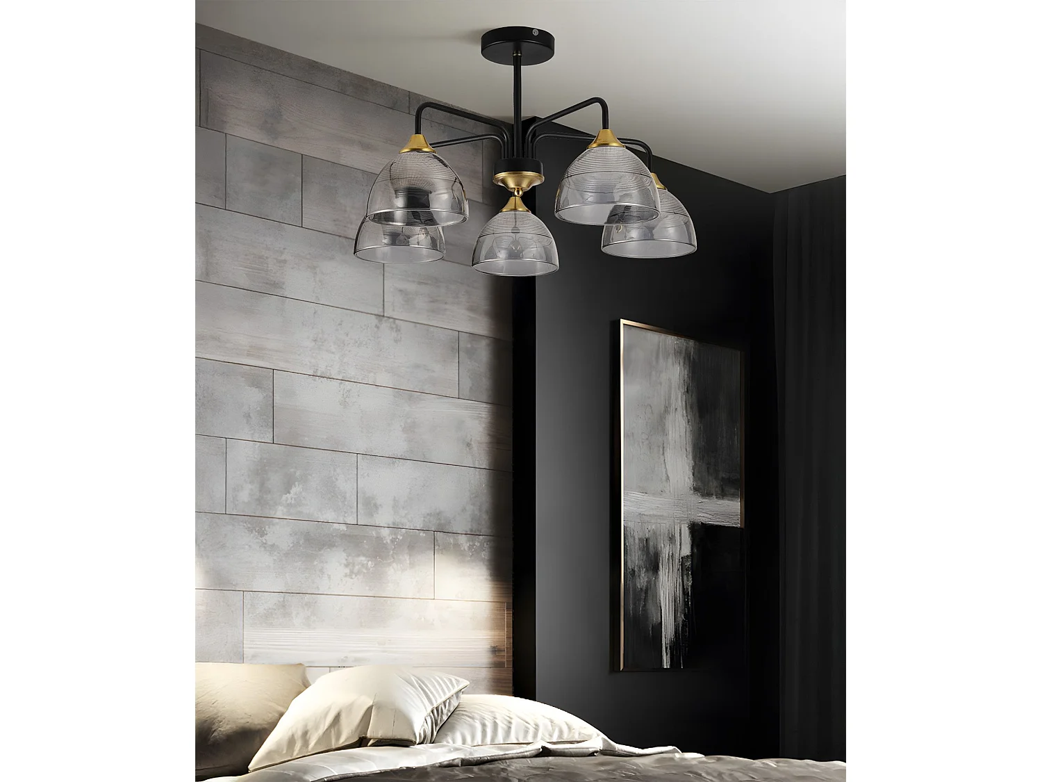 Lampe Suspendue Toolight G085-5C Black Grey