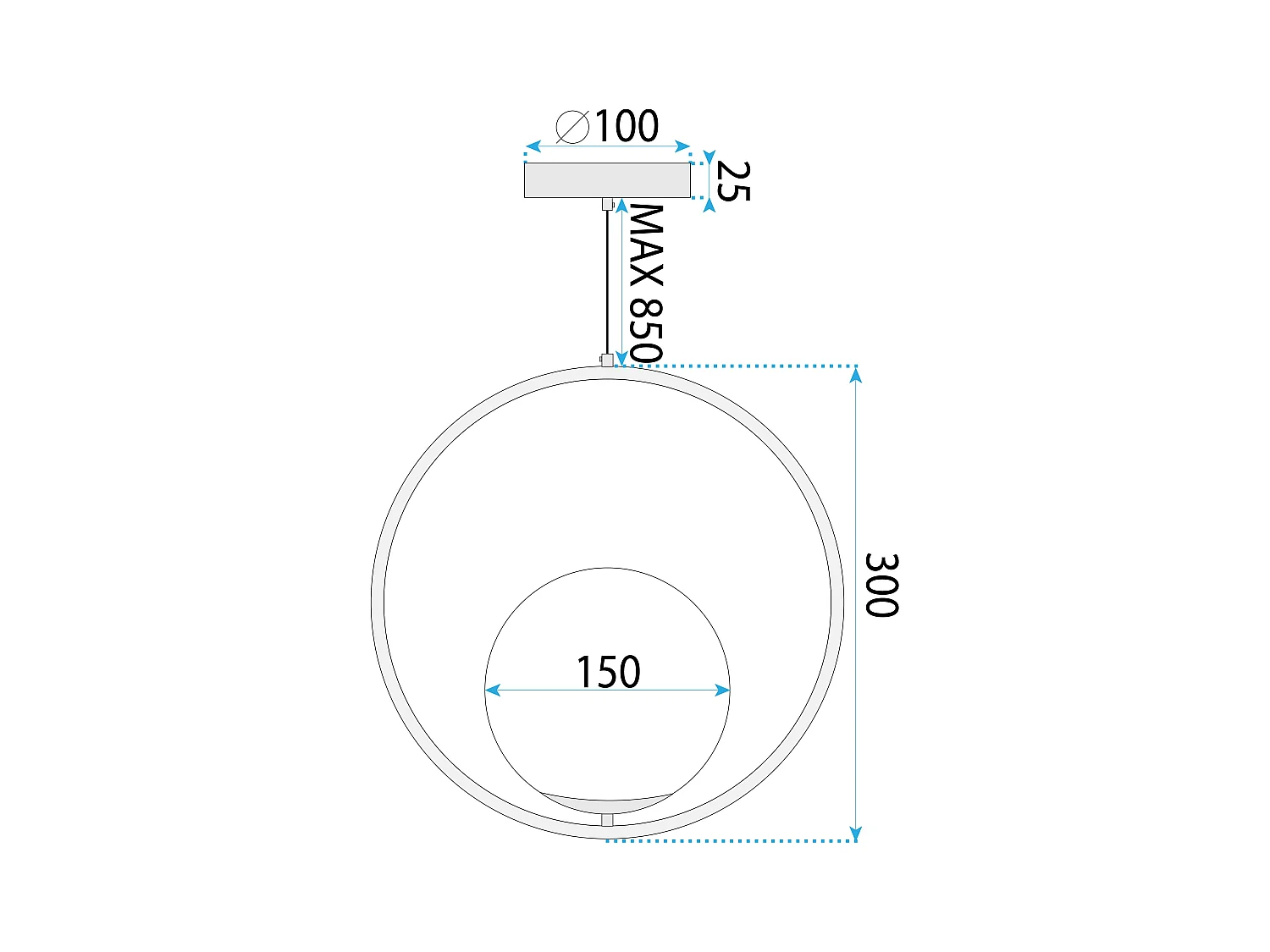 Lampe Suspendue Toolight G110-1W Black White