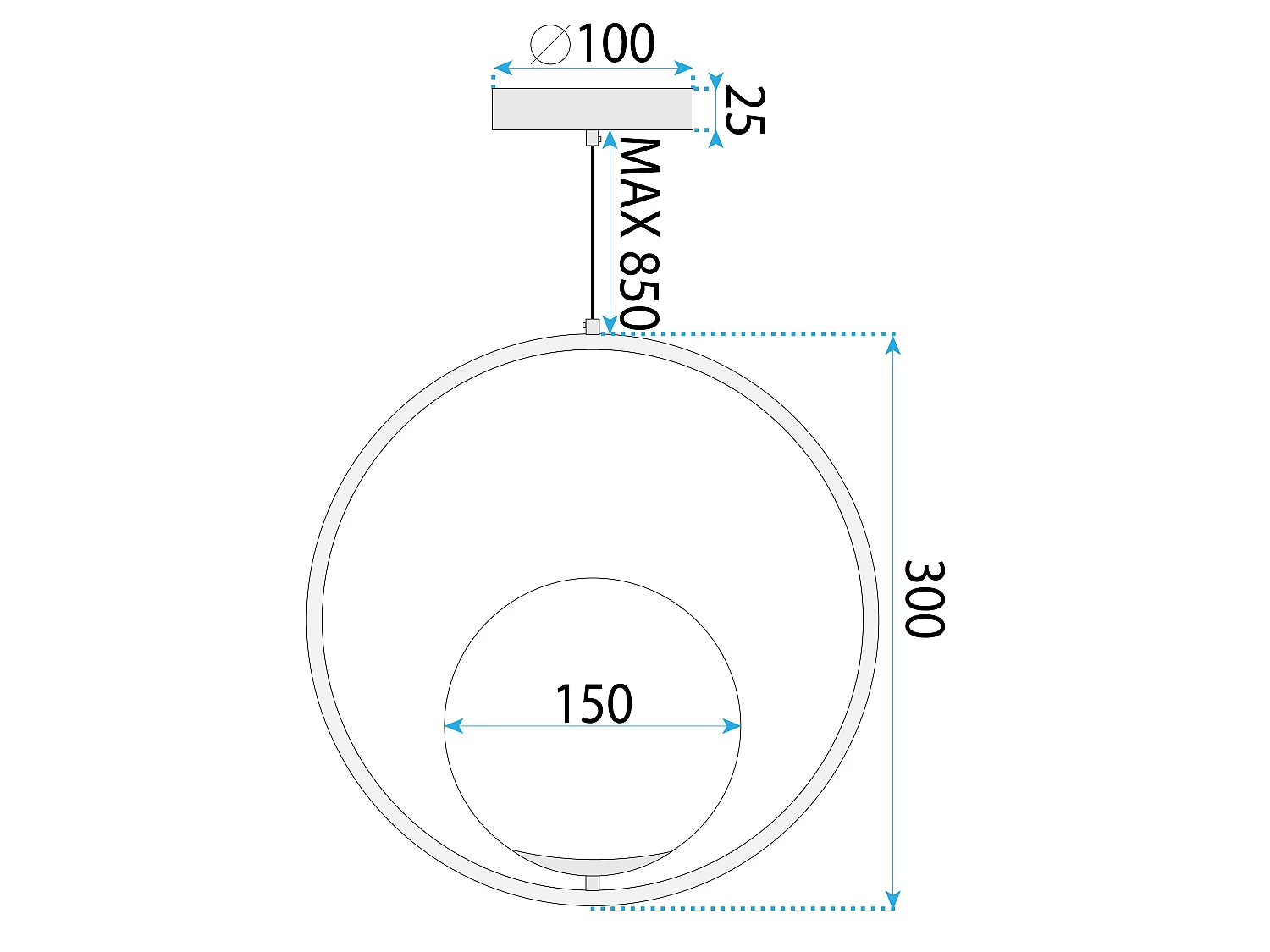 Lampe Suspendue Toolight G110-1W Black White