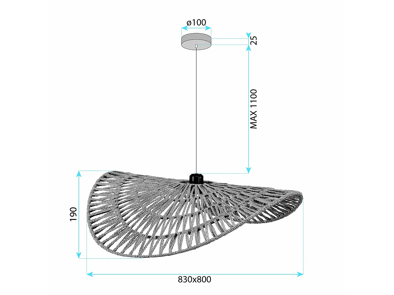 Lampe Suspendue Toolight App1740-1Cp Beige 80Cm