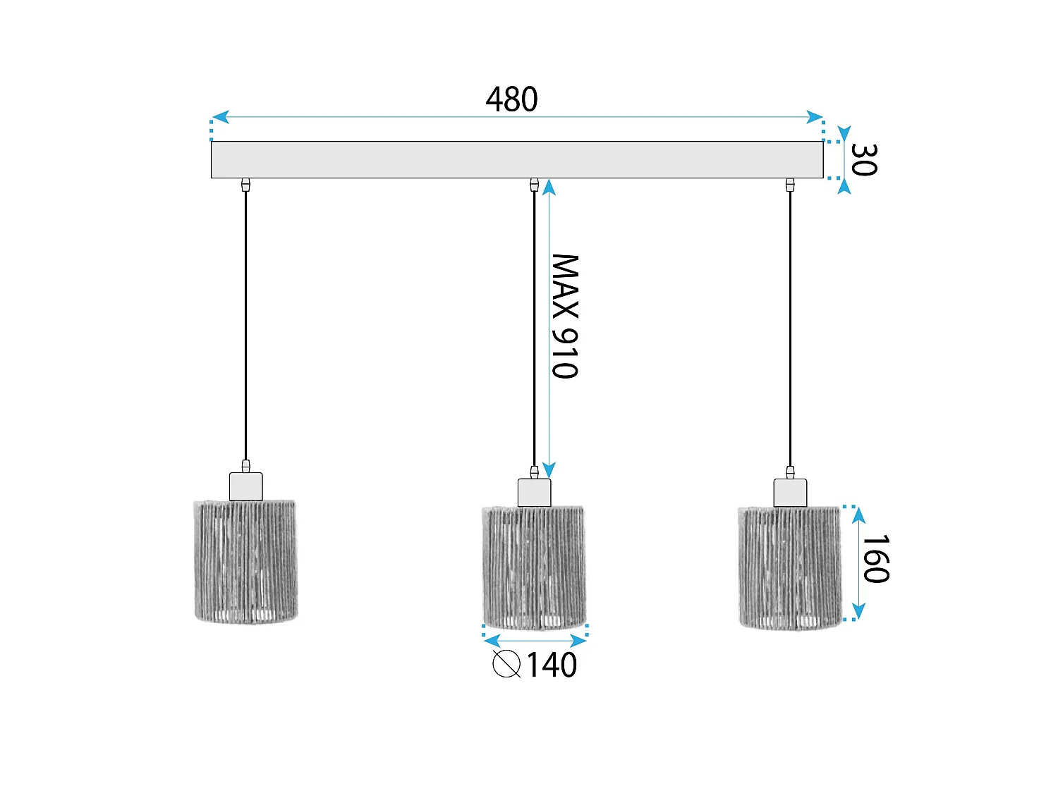 Pendel Lampe Toolight App1821-3Cp Black