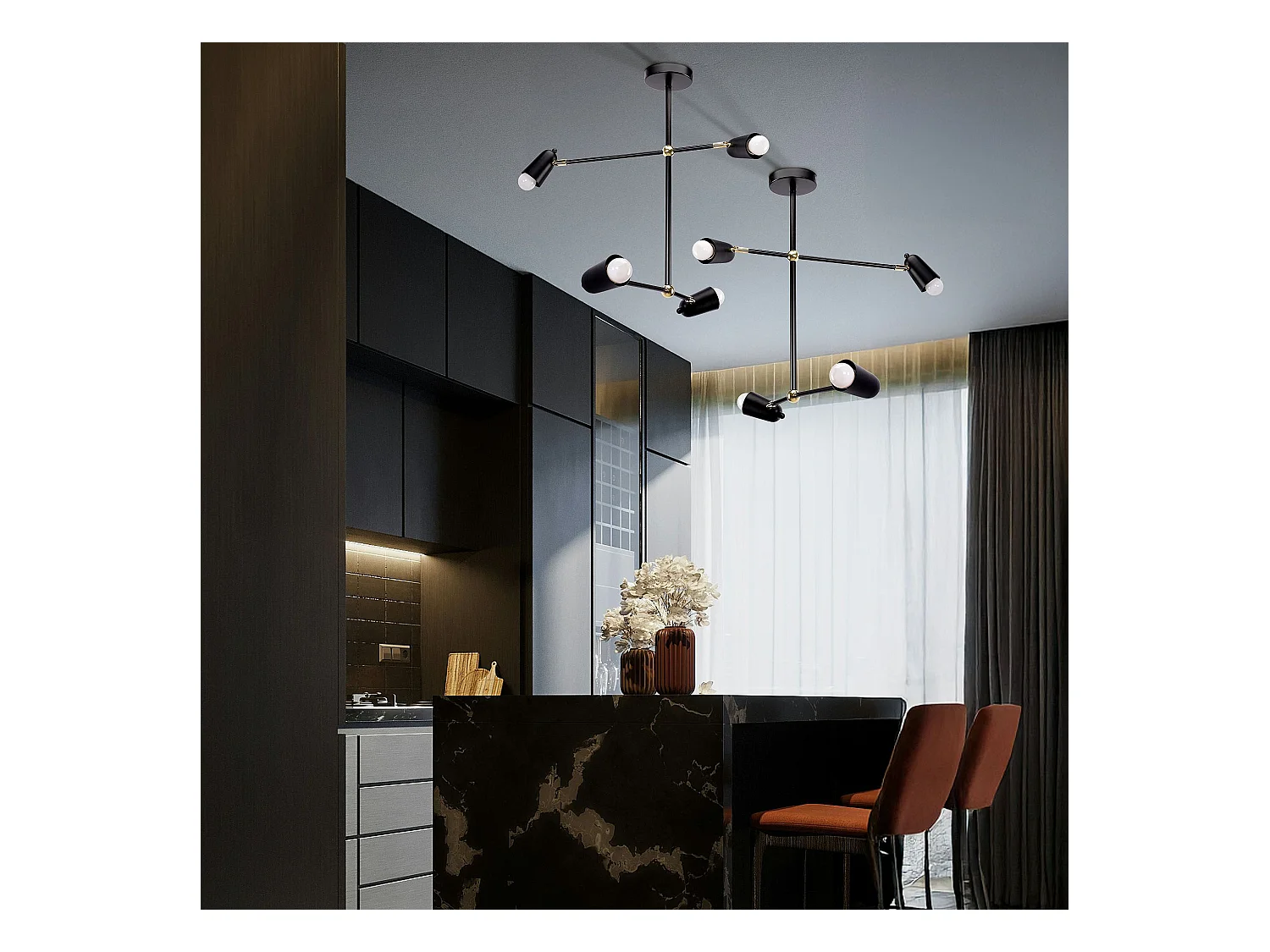 Lampe Suspendue Toolight App1708-4Cp Black Gold