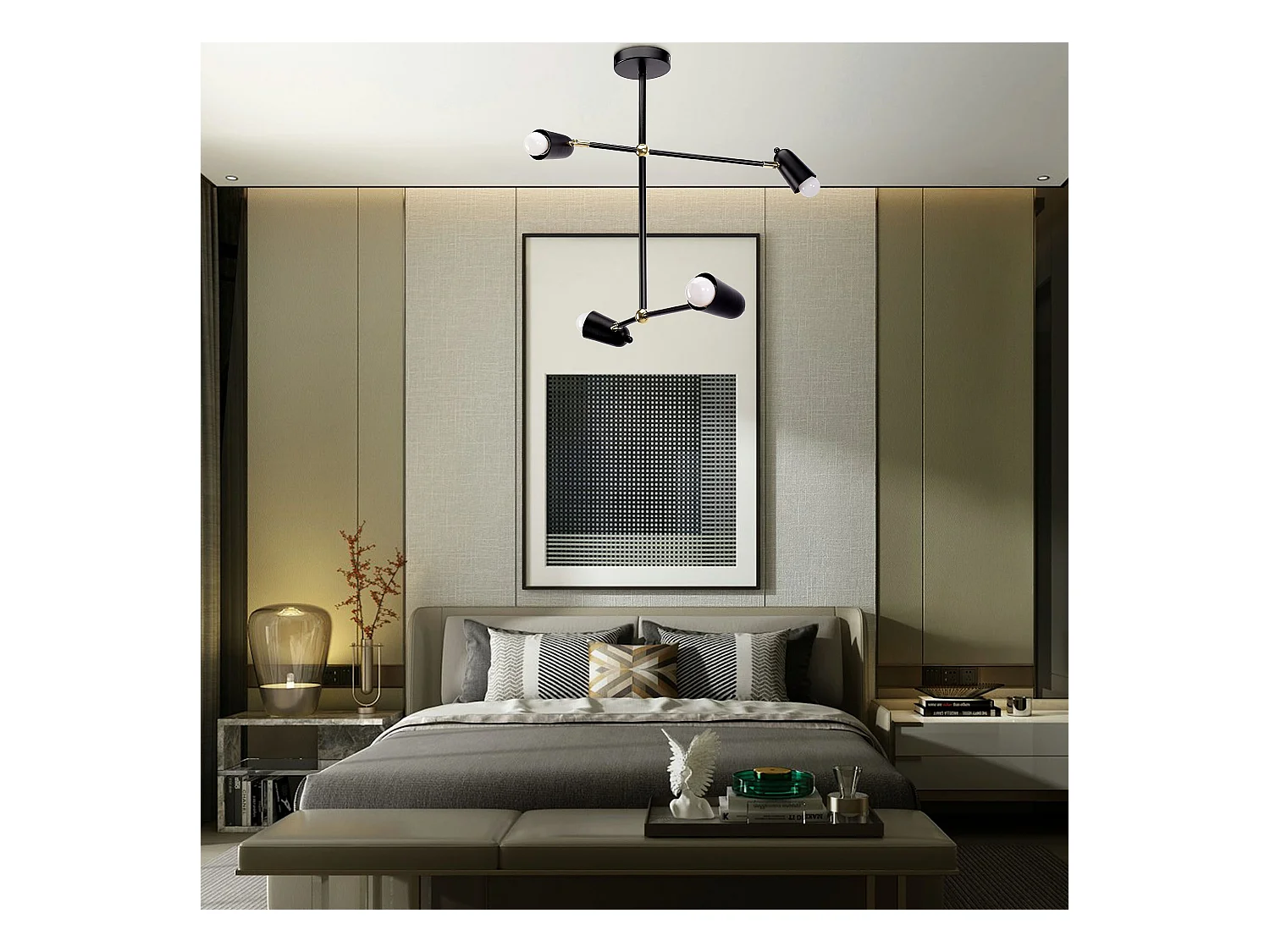Lampe Suspendue Toolight App1708-4Cp Black Gold