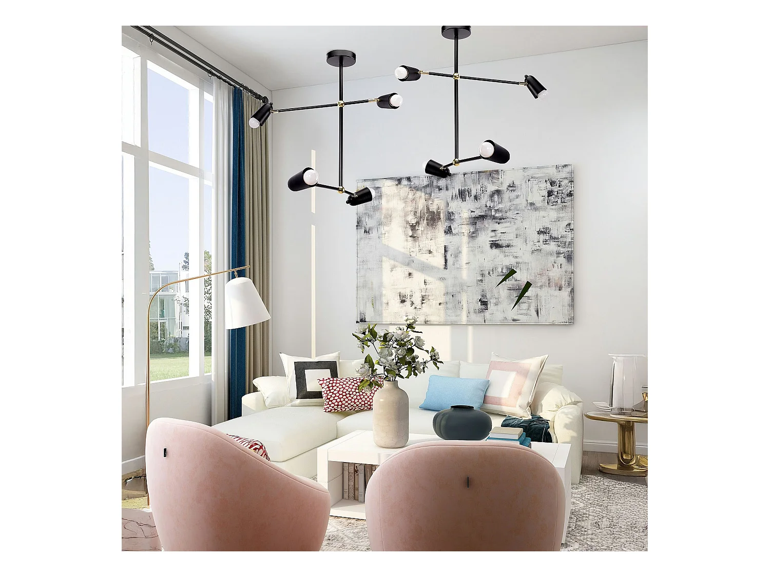 Lampe Suspendue Toolight App1708-4Cp Black Gold