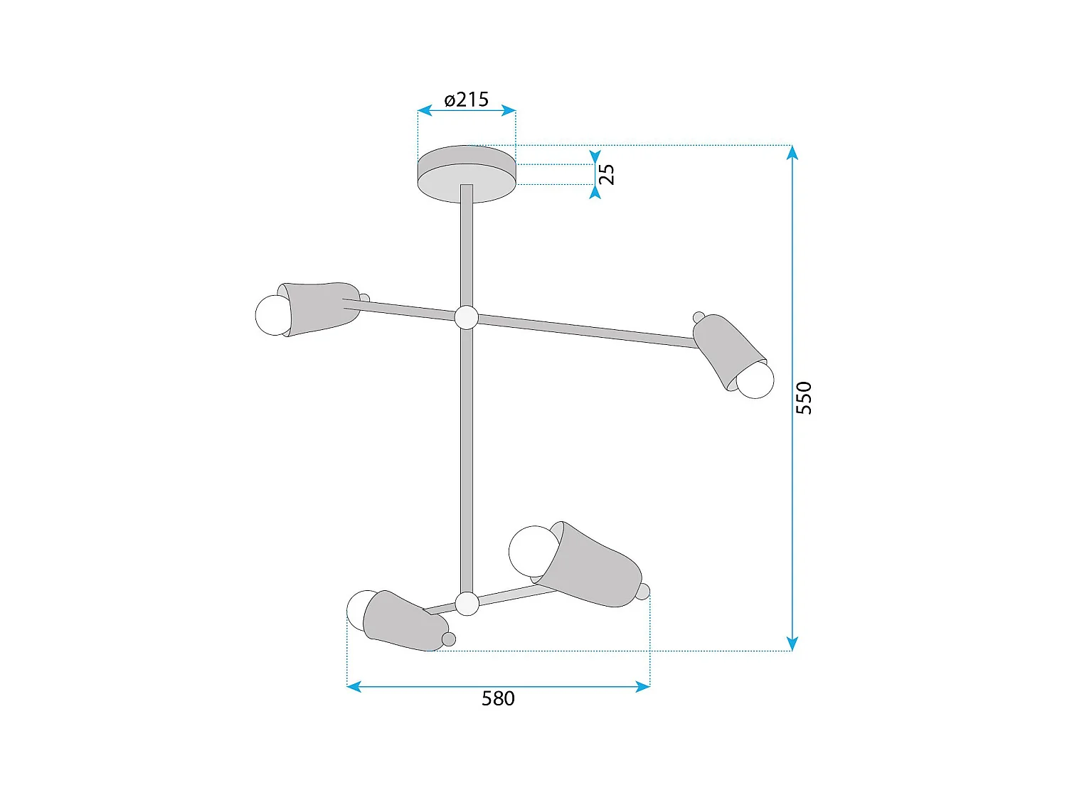 Lampe Suspendue Toolight App1708-4Cp Black Gold