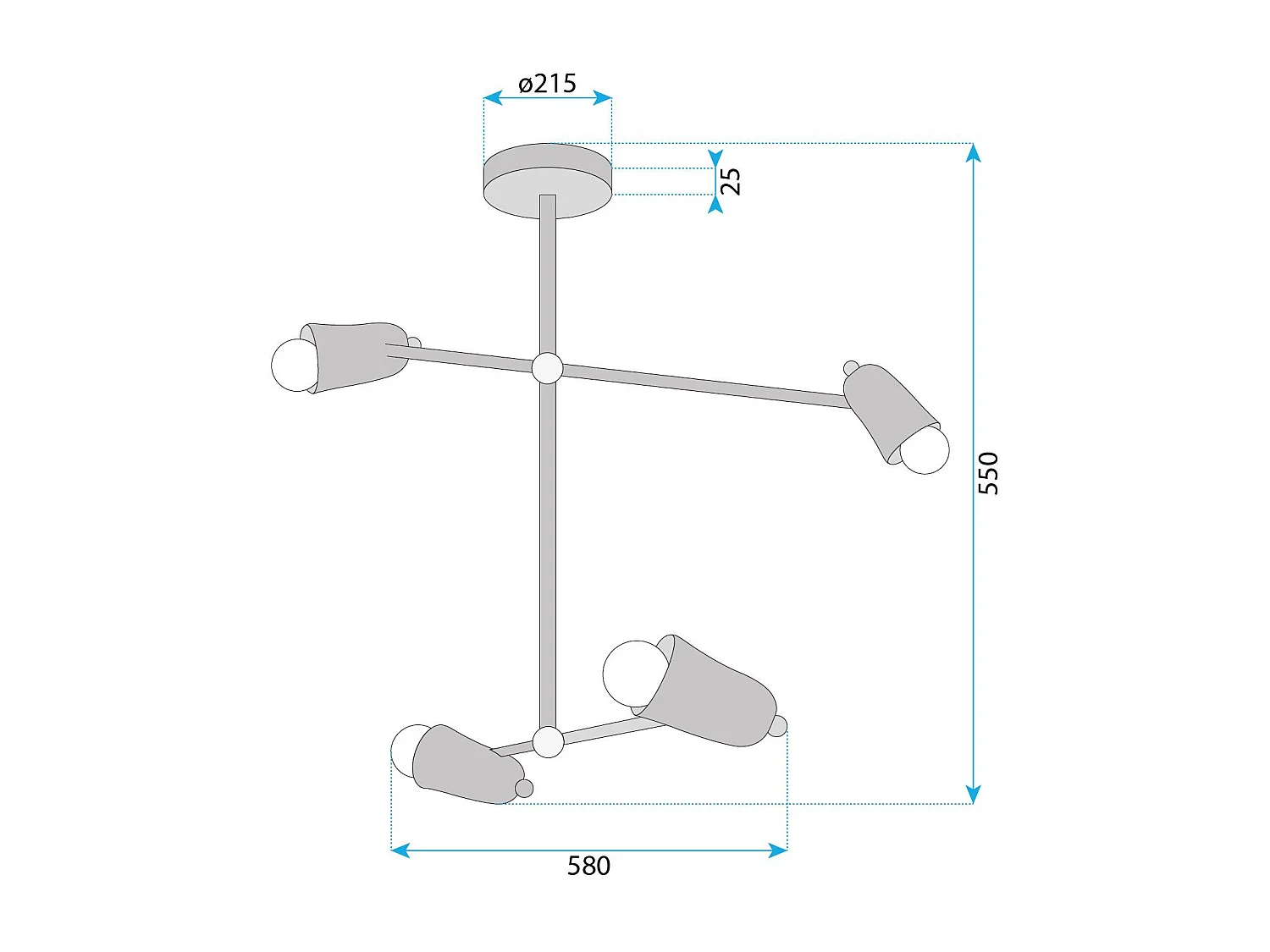 Lampe Suspendue Toolight App1708-4Cp Black Gold