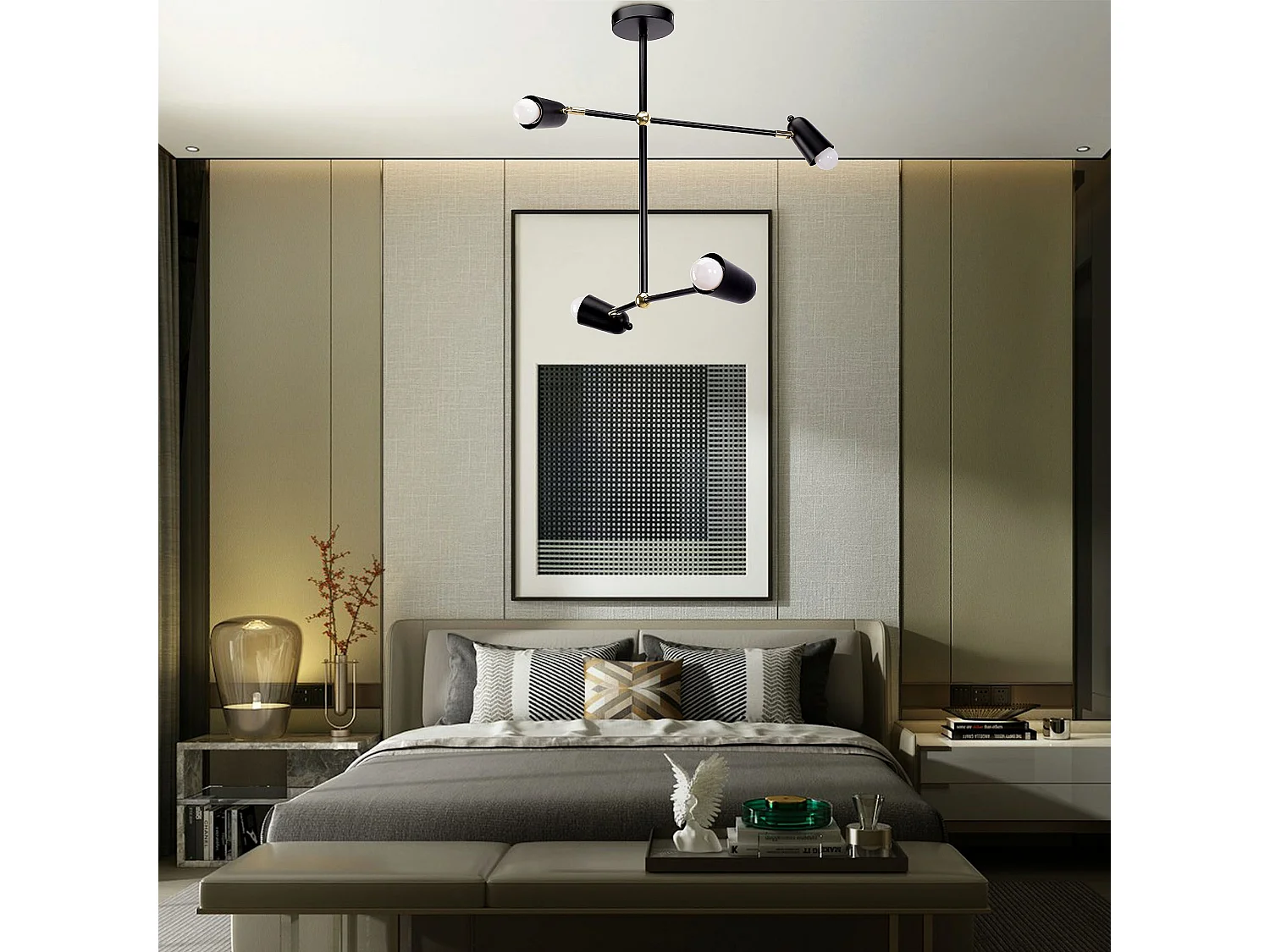 Candeeiro Suspenso Toolight App1708-4Cp Black Gold