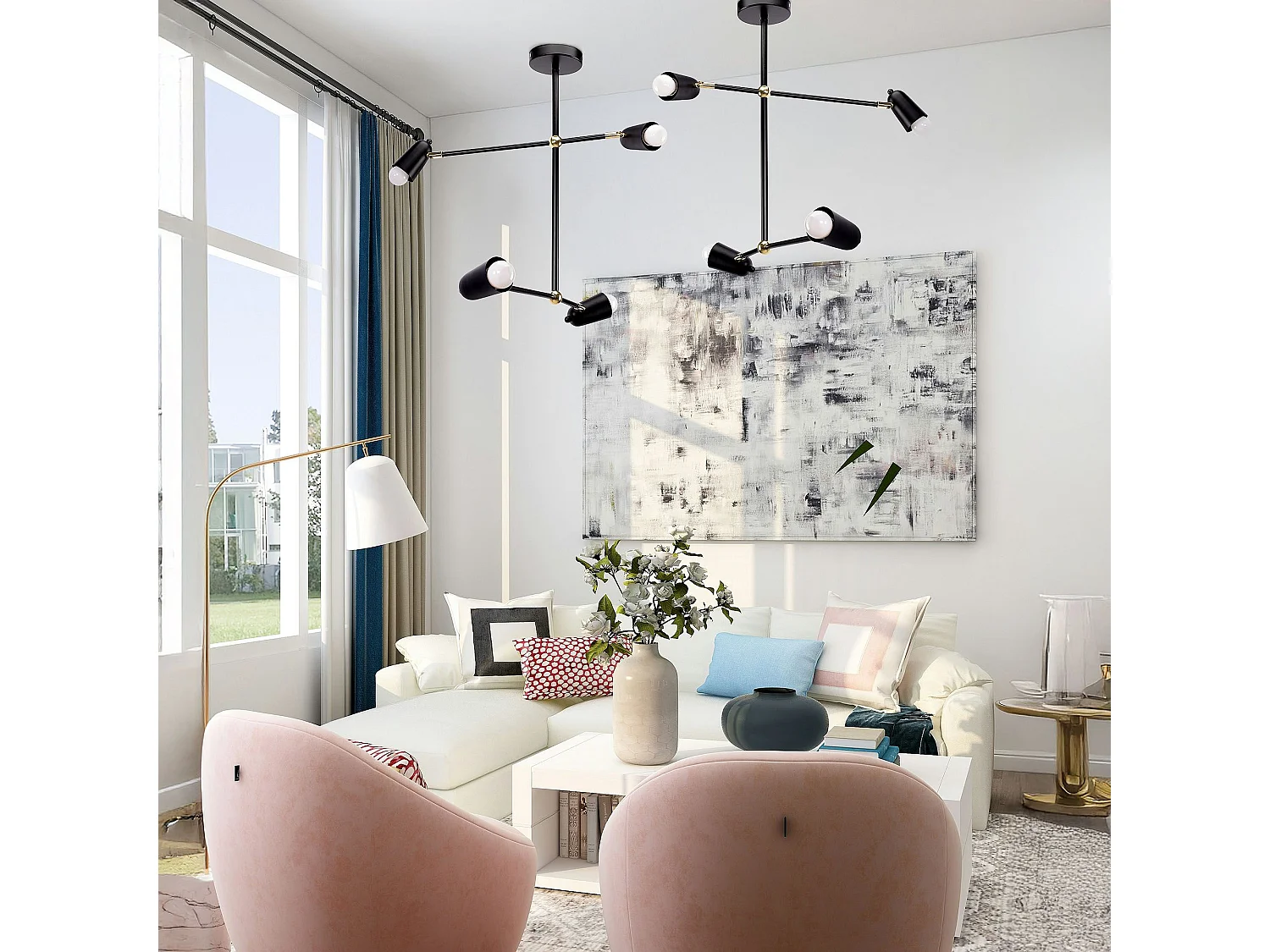 Candeeiro Suspenso Toolight App1708-4Cp Black Gold