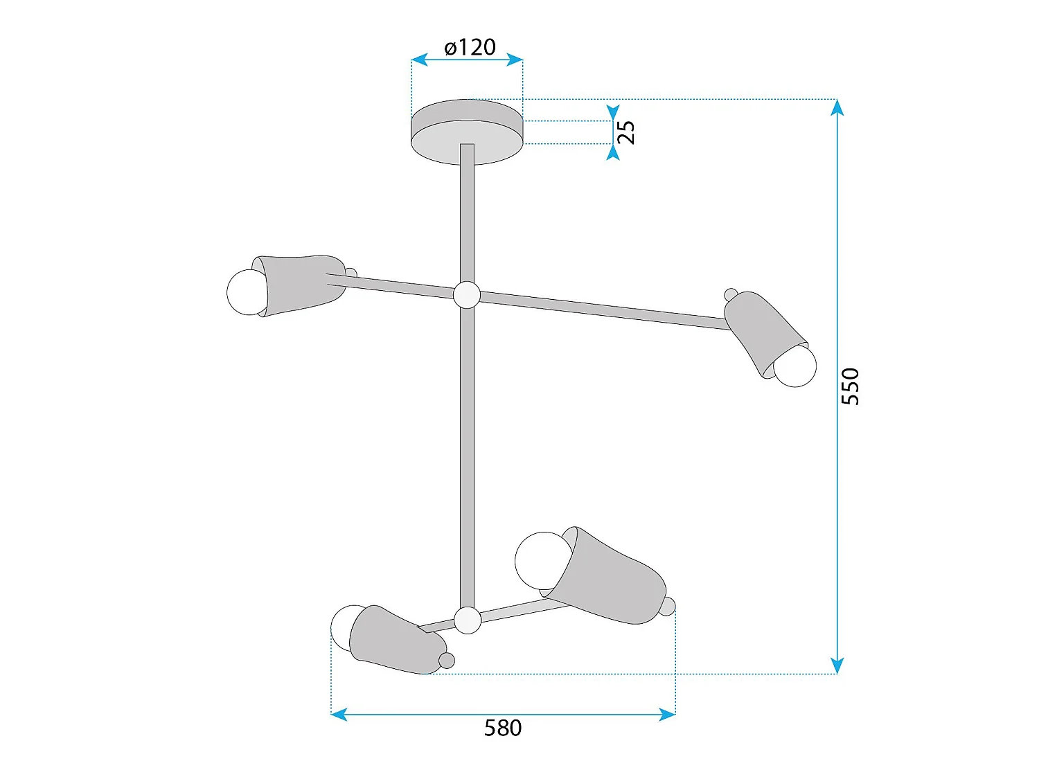 Candeeiro Suspenso Toolight App1708-4Cp Black Gold