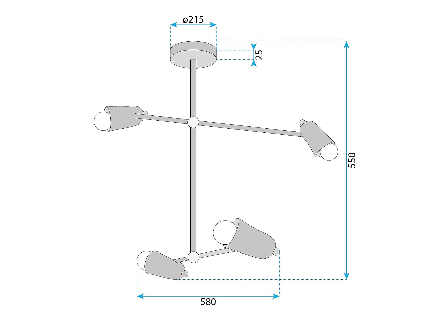 Candeeiro Suspenso Toolight App1708-4Cp Black Gold