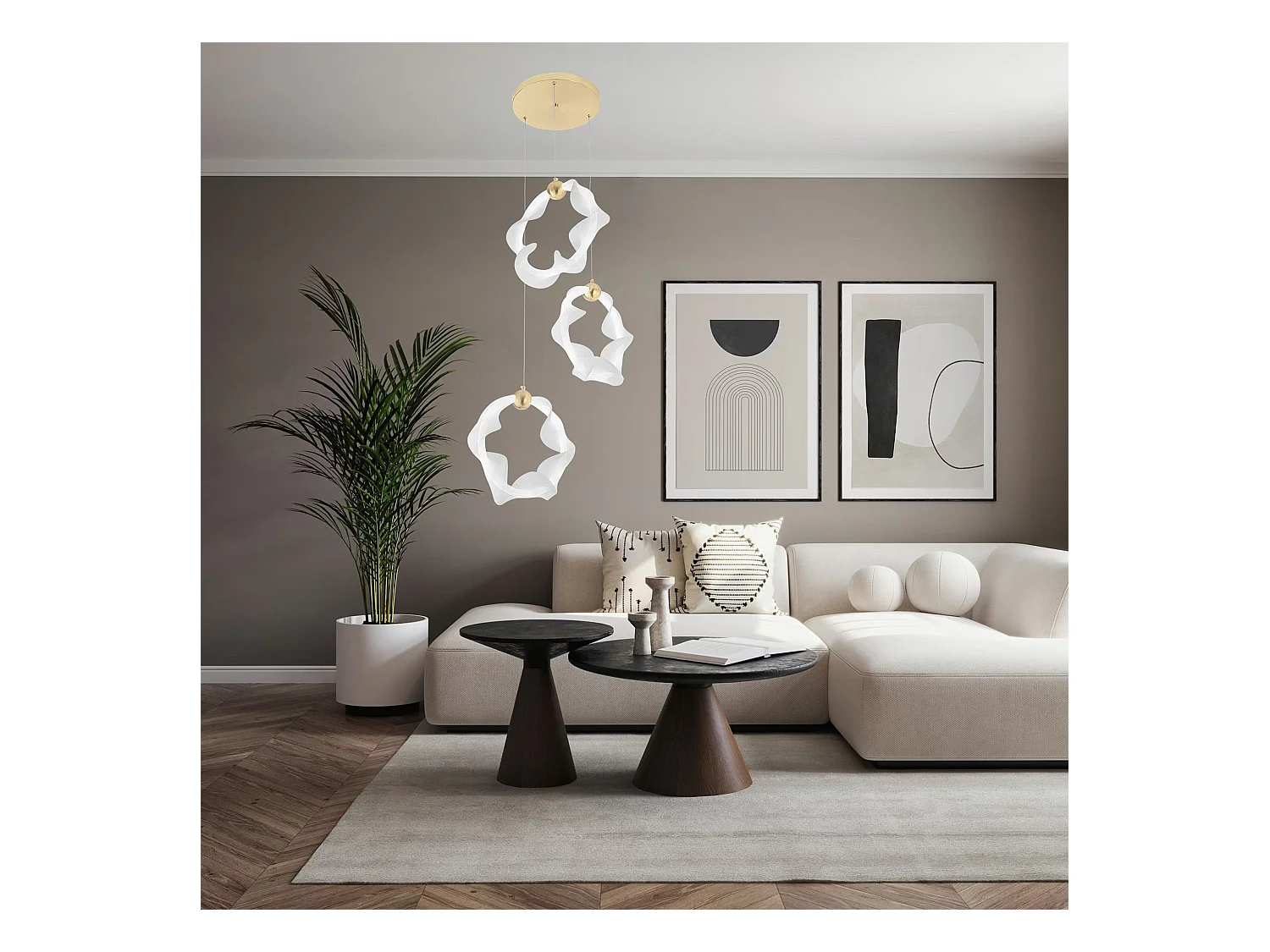 Lampe Suspendue Led Toolight G012-3Cpr White Gold