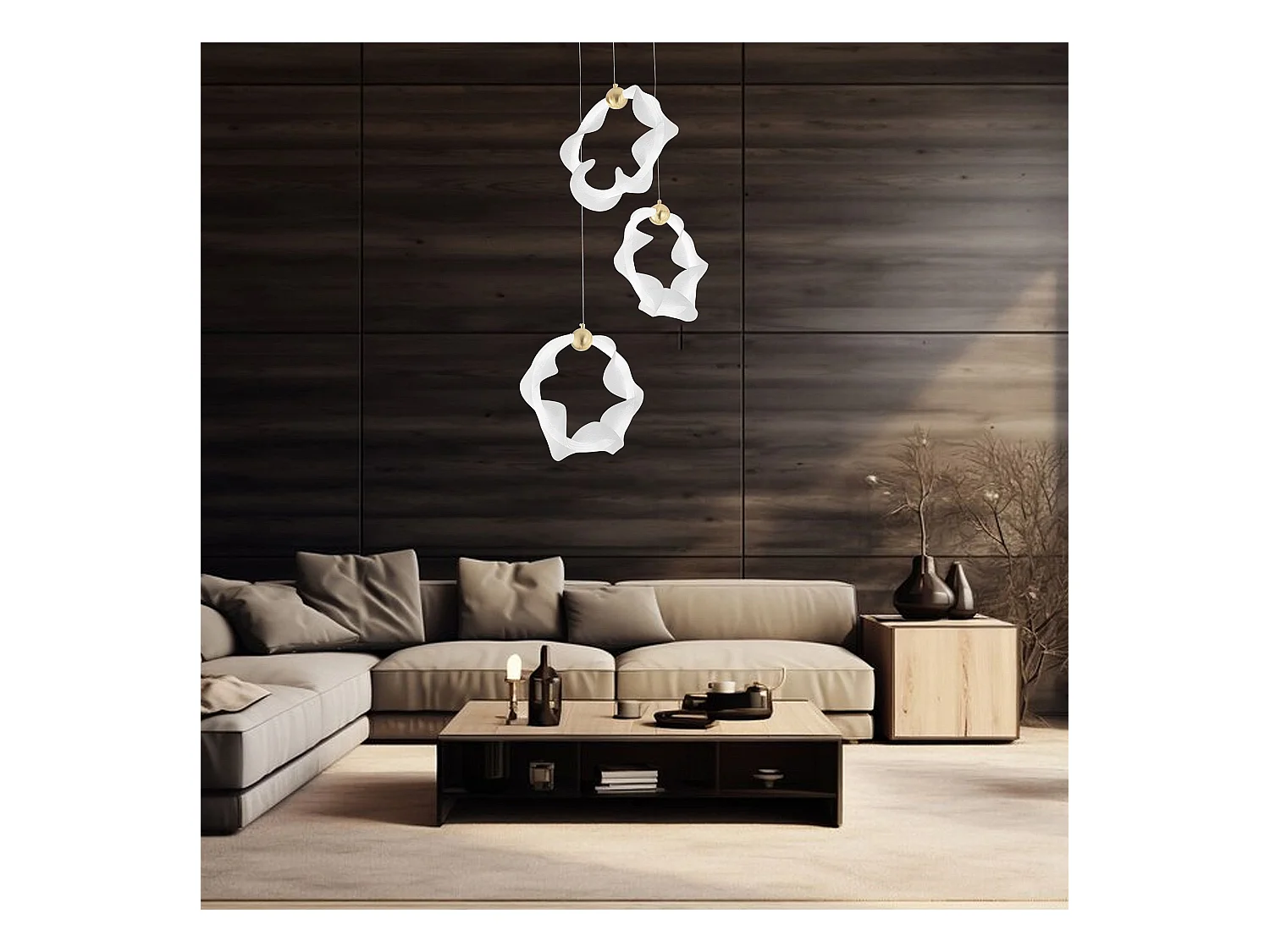 Lampe Suspendue Led Toolight G012-3Cpr White Gold