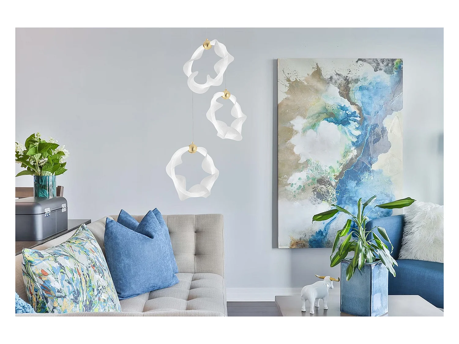 Lampe Suspendue Led Toolight G012-3Cpr White Gold